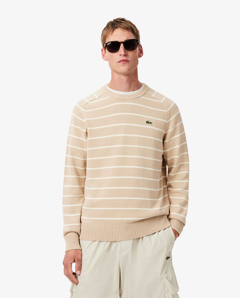 Jersey de hombre de algodón con cuello redondo y motivo de rayas