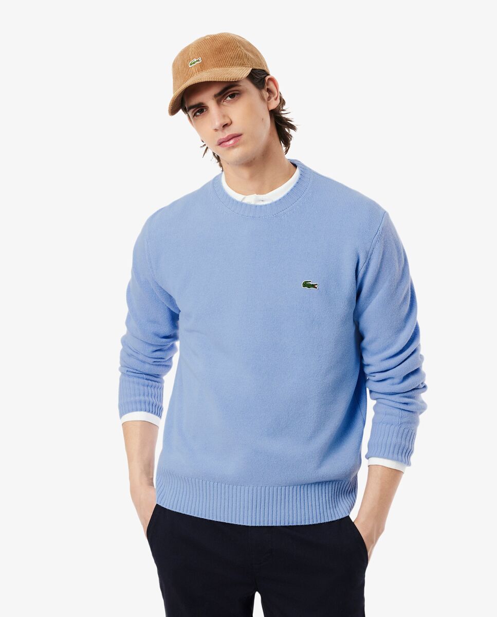 Lacoste - Jersey de hombre de cuello redondo de lana cardada.