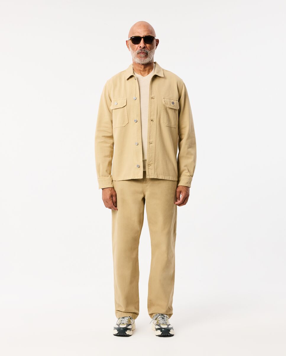Jersey de hombre de cuello redondo de lana cardada - Crema Crema-4
