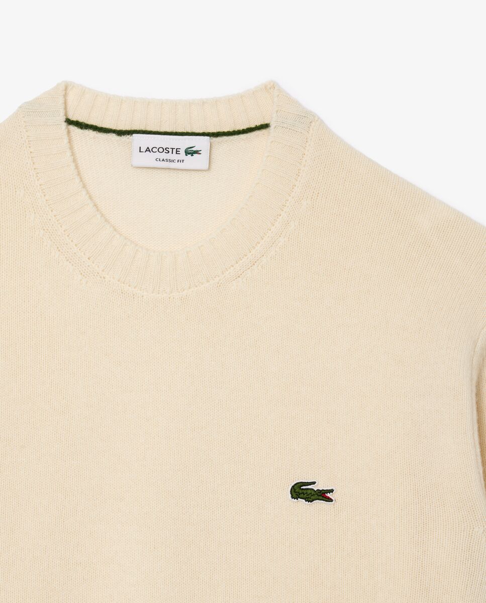 Jersey de hombre de cuello redondo de lana cardada - Crema Crema-6
