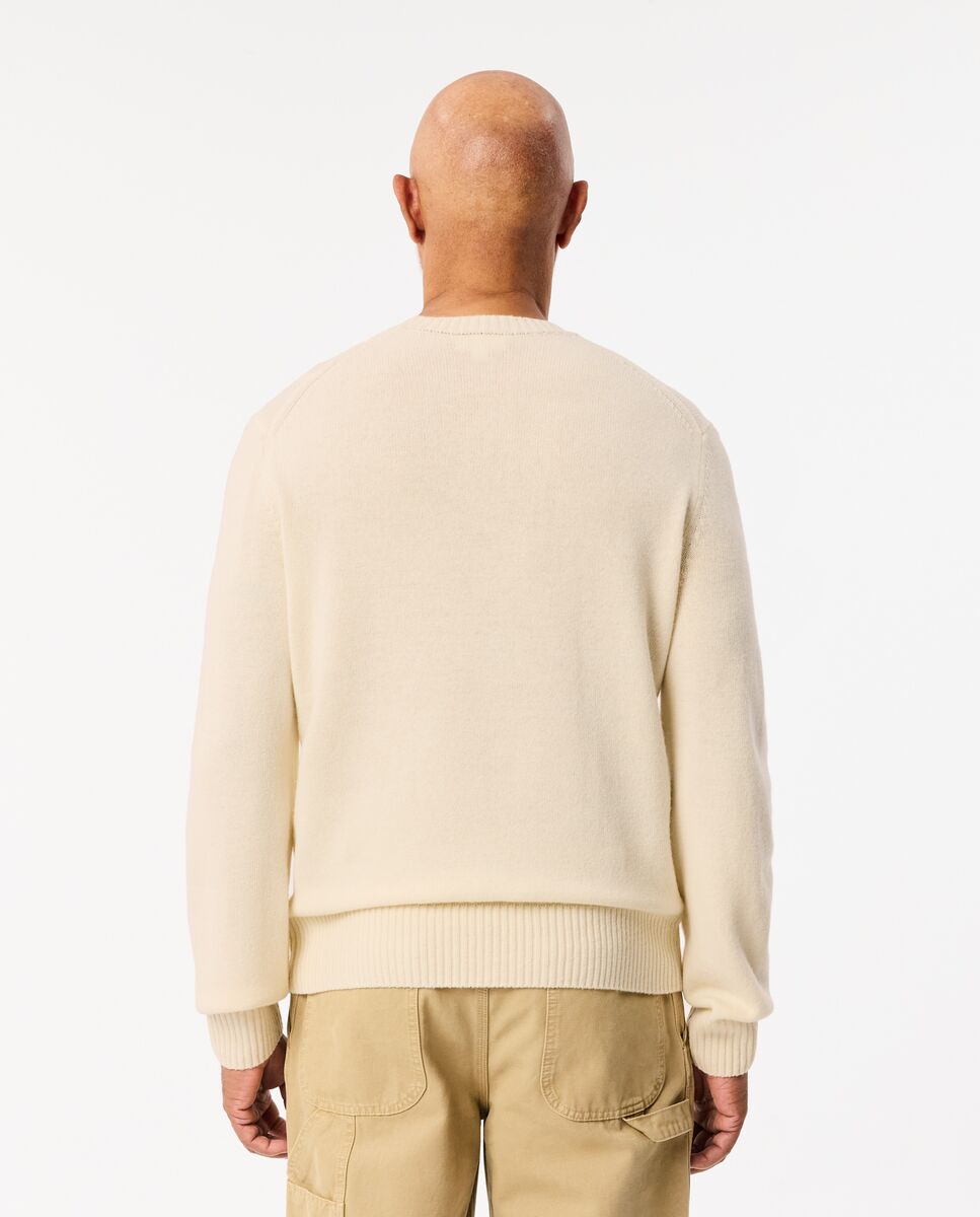 Jersey de hombre de cuello redondo de lana cardada - Beige Beige-2