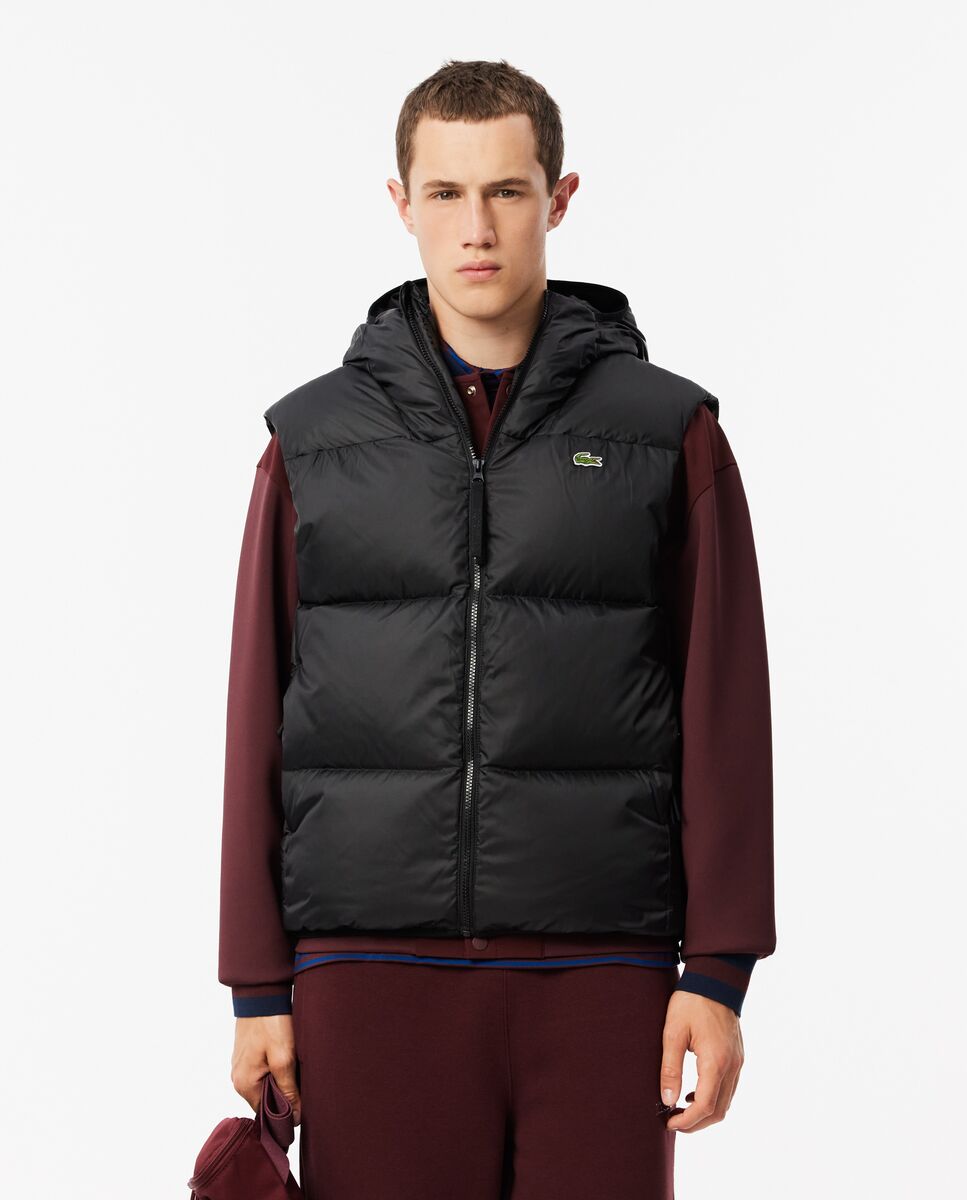 Lacoste - Chaqueta de hombre acolchada corta hidrófuga de manga larga.