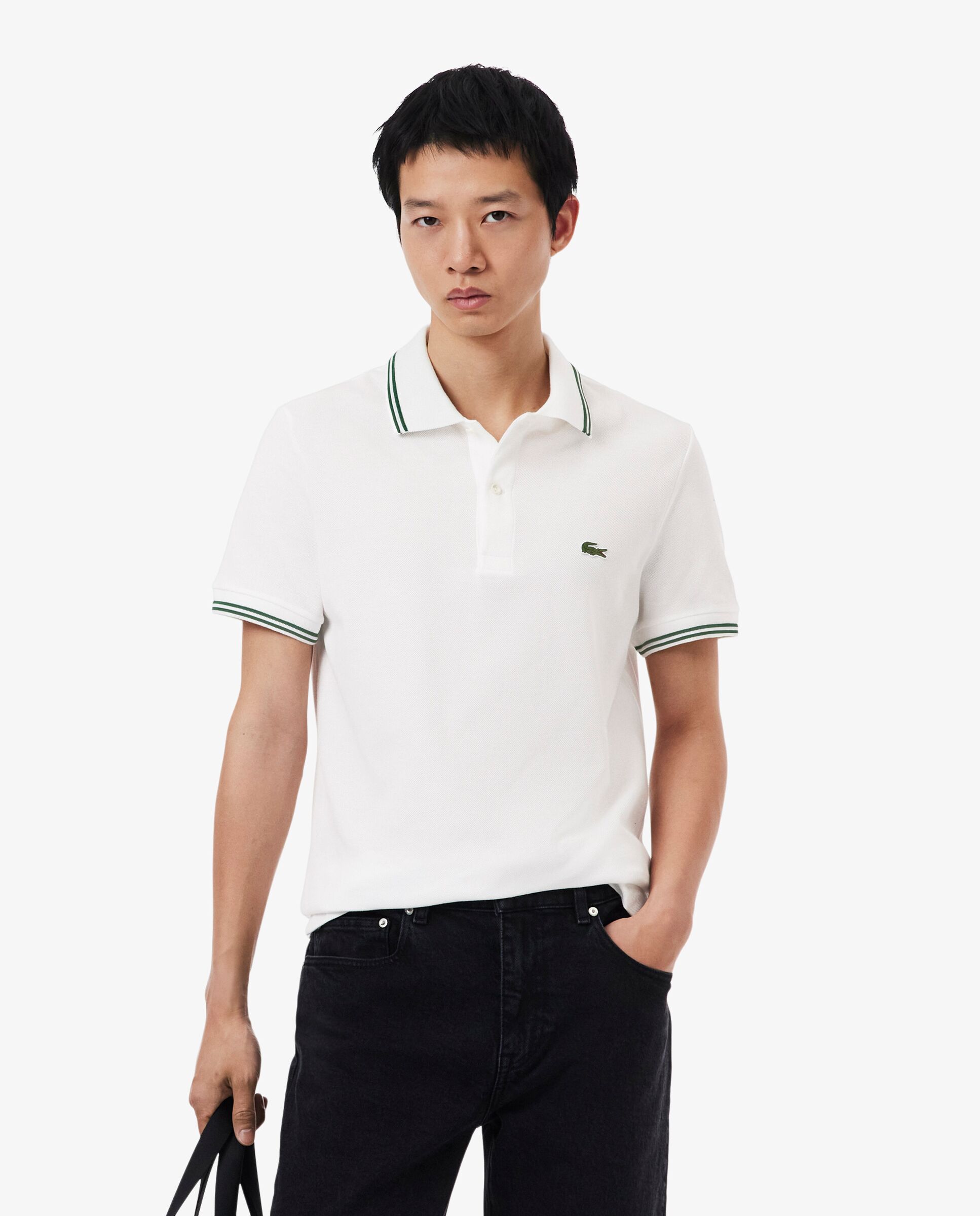 Imagen 0 de Polo de hombre de corte regular  con ribetes decorativos de manga corta Blanco