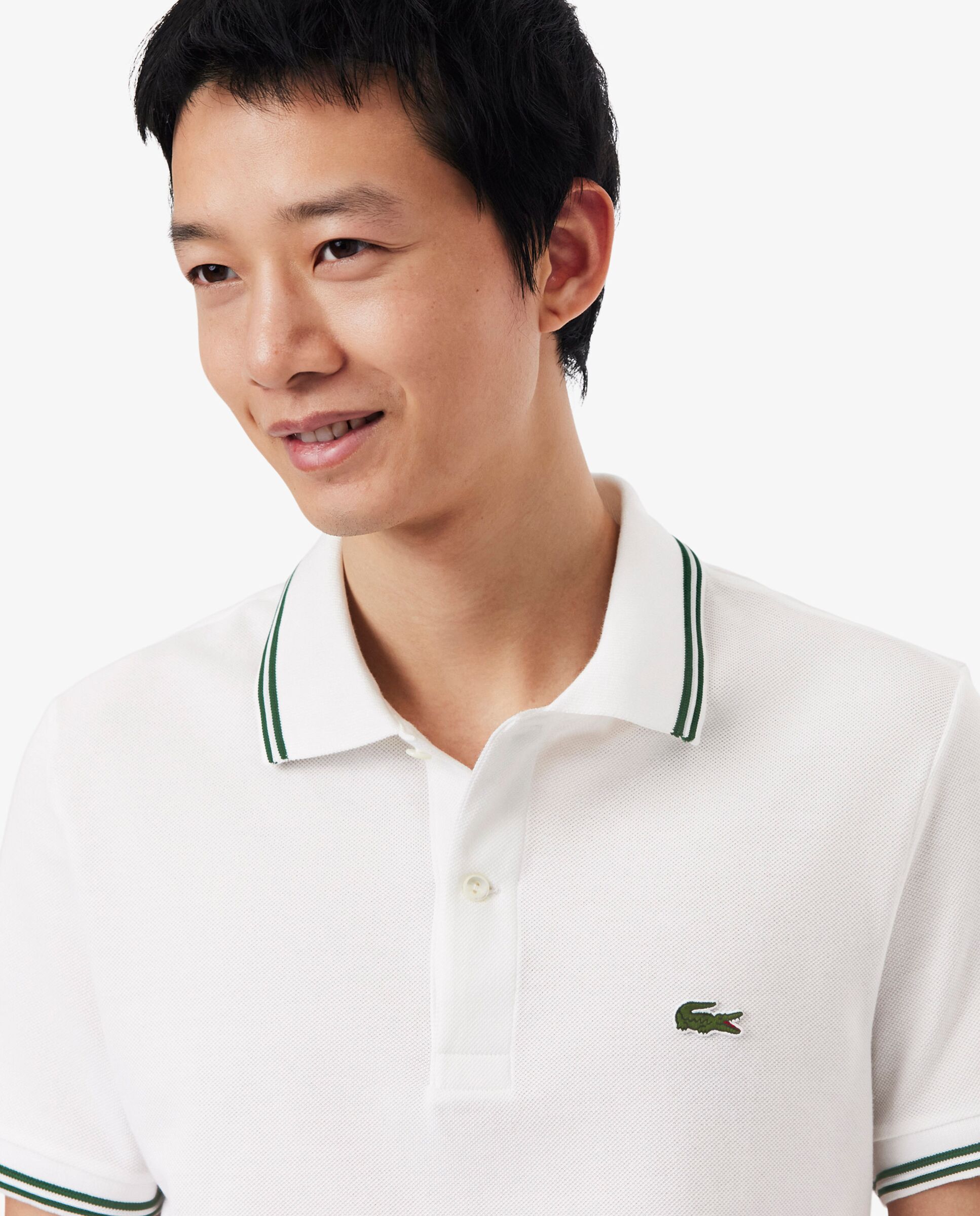 Polo de hombre de corte regular con ribetes decorativos de manga corta - Lacoste - Blanco Blanco-3