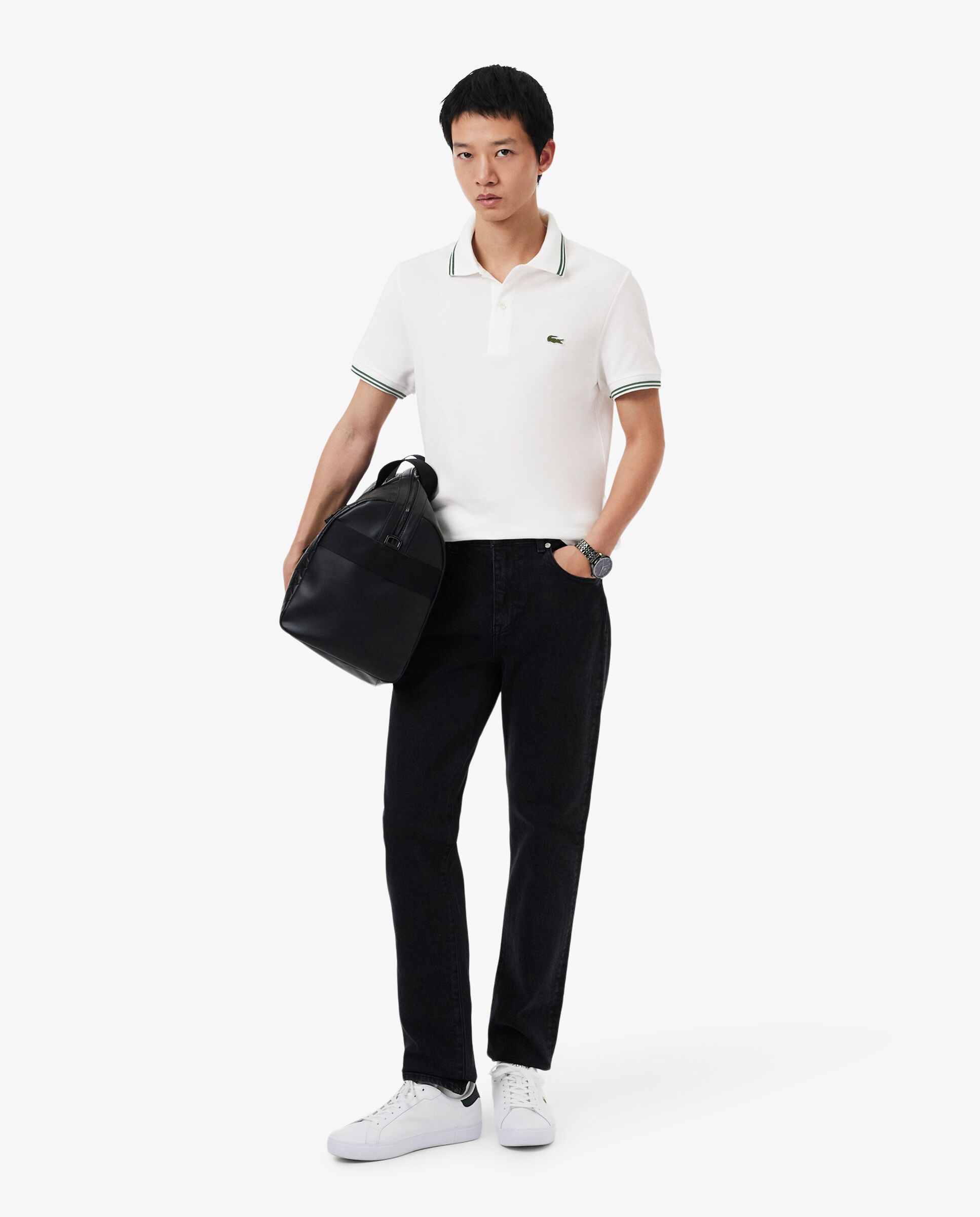 Polo de hombre de corte regular con ribetes decorativos de manga corta - Lacoste - Blanco Blanco-4