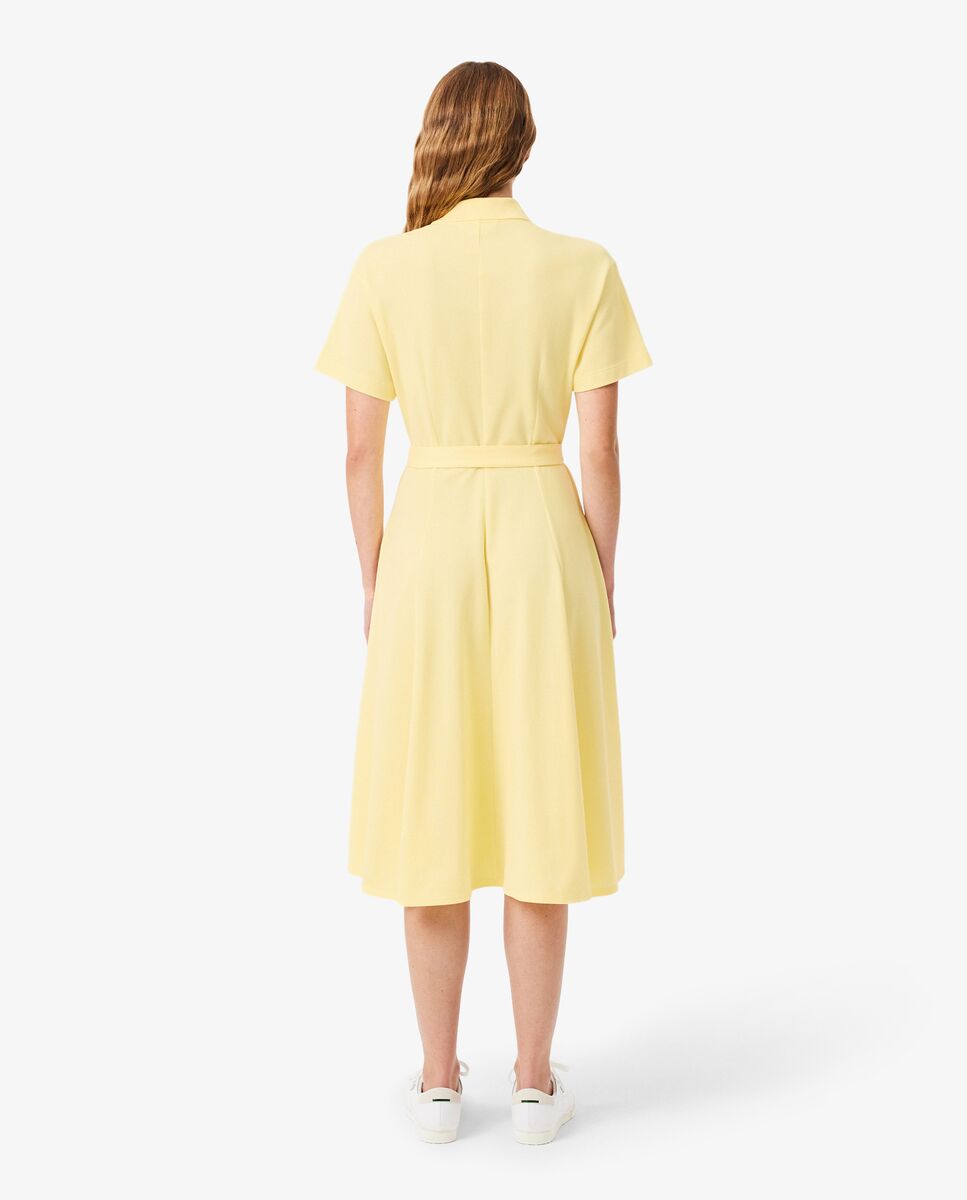 Vestido Polo de mujer con vuelo de minipiqué en de manga corta - Lacoste - Amarillo Amarillo-2