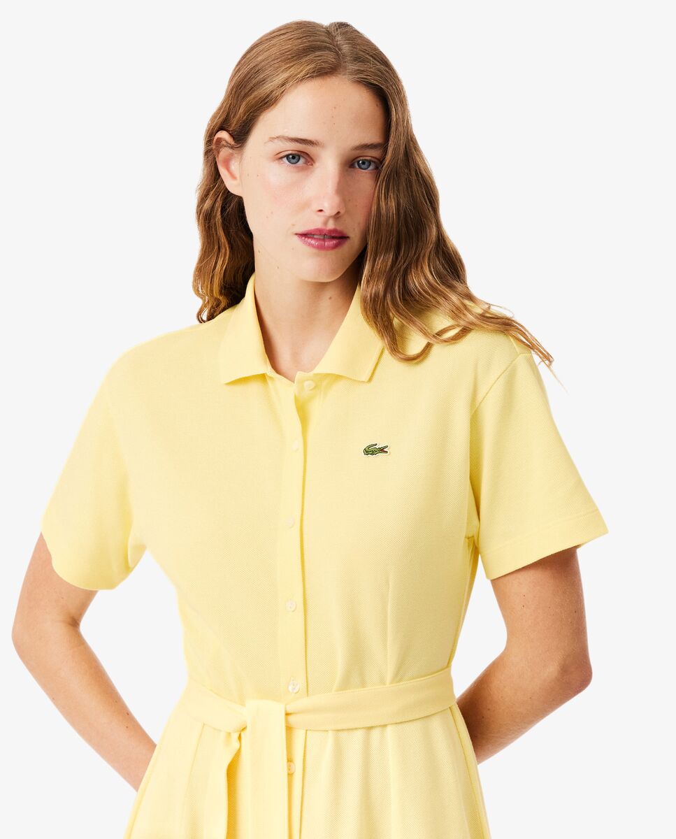 Vestido Polo de mujer con vuelo de minipiqué en de manga corta - Lacoste - Amarillo Amarillo-3