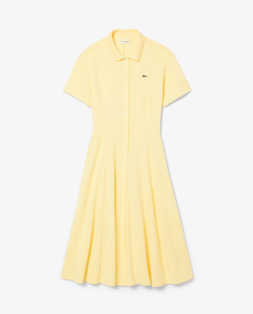Vestido Polo de mujer con vuelo de minipiqué en de manga corta - Lacoste - Amarillo Amarillo-6