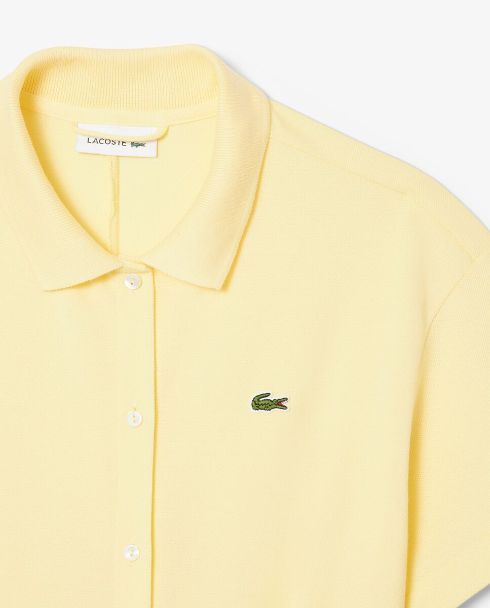 Vestido Polo de mujer con vuelo de minipiqué en de manga corta - Lacoste - Amarillo Amarillo-5