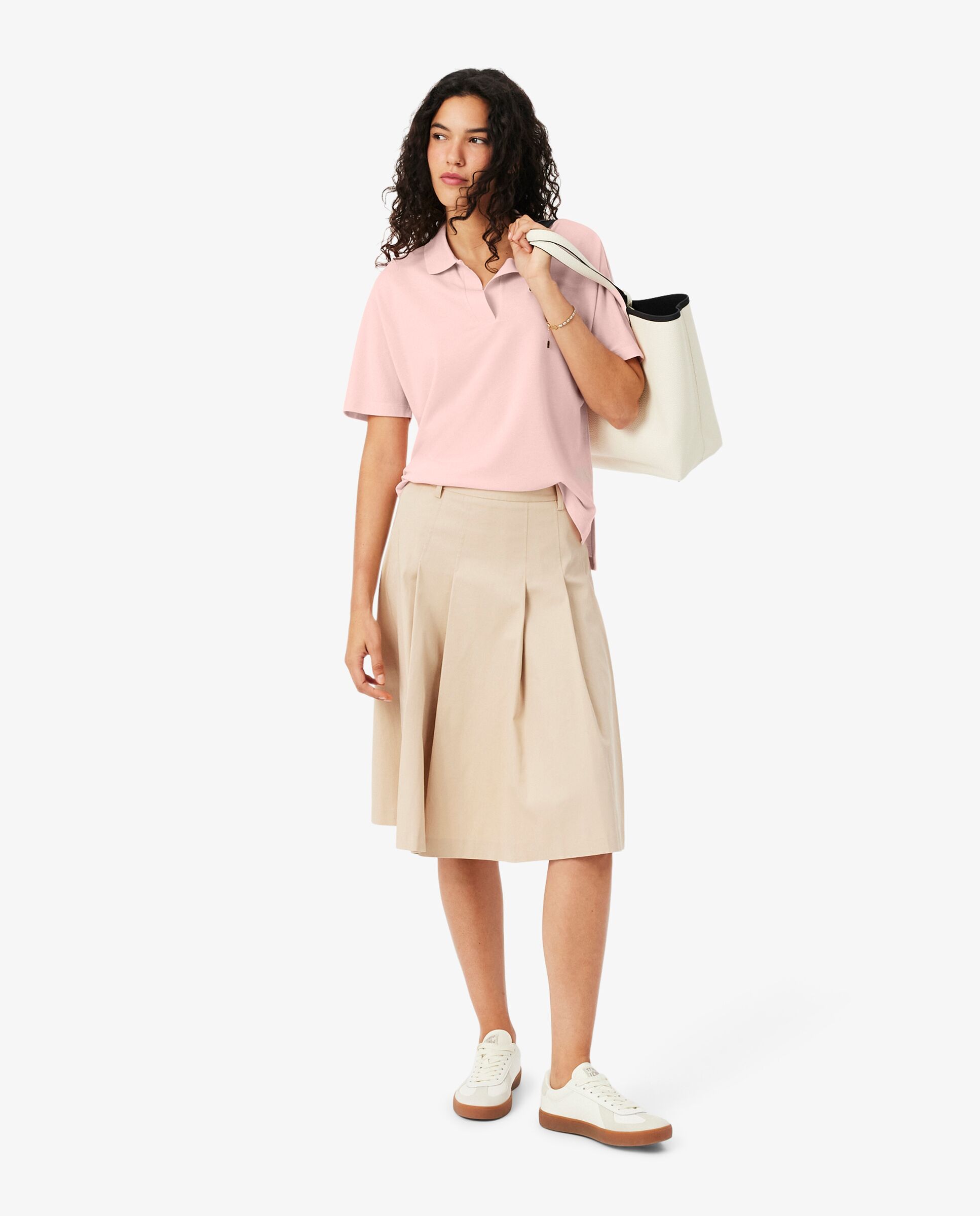 Polo de mujer de corte holgado de piqué vaporoso en negro de manga corta - Lacoste - Rosa Rosa-4