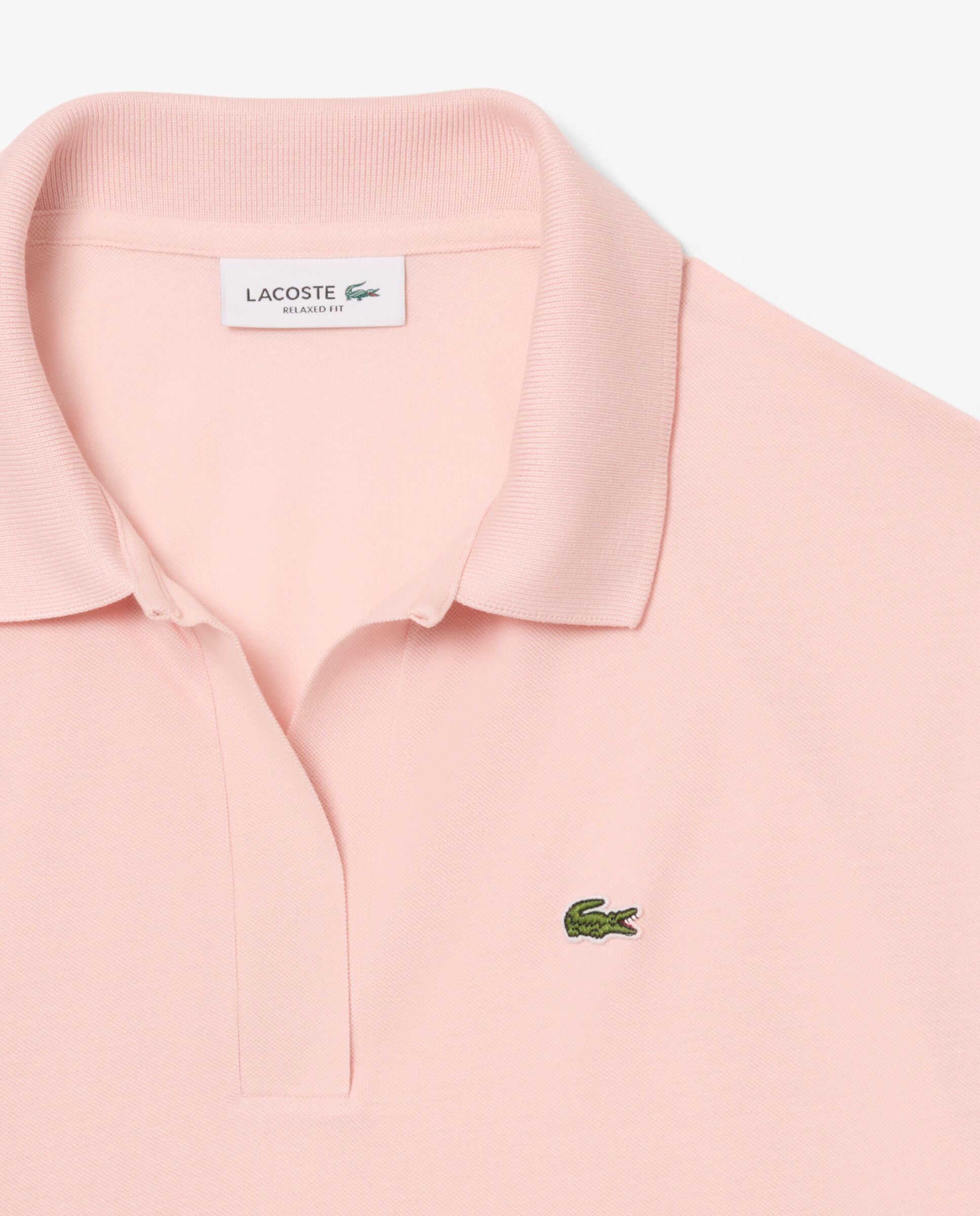 Polo de mujer de corte holgado de piqué vaporoso en negro de manga corta - Lacoste - Rosa Rosa-5
