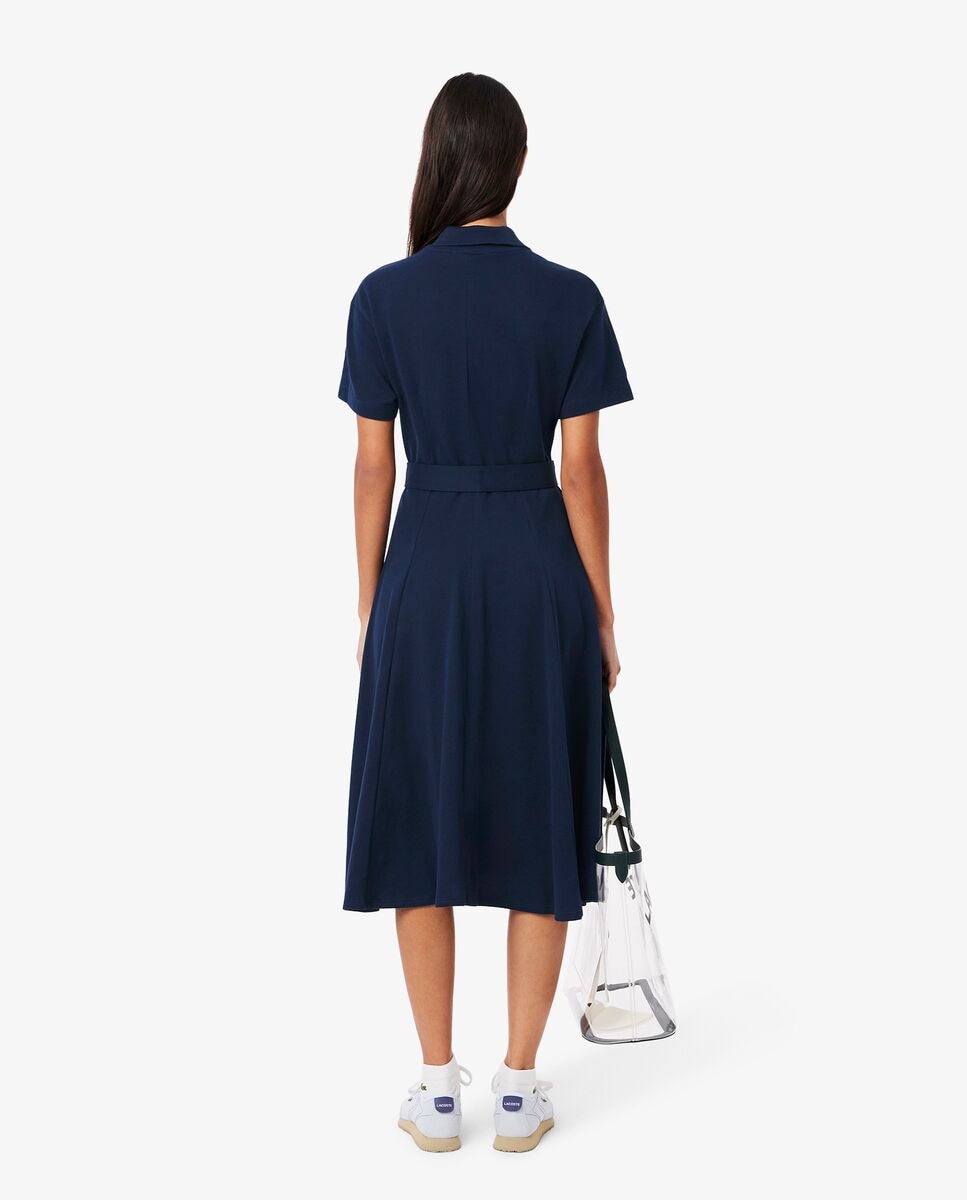 Vestido Polo de mujer con vuelo de minipiqué en amarillo de manga corta - Lacoste - Azul marino Azul marino-2