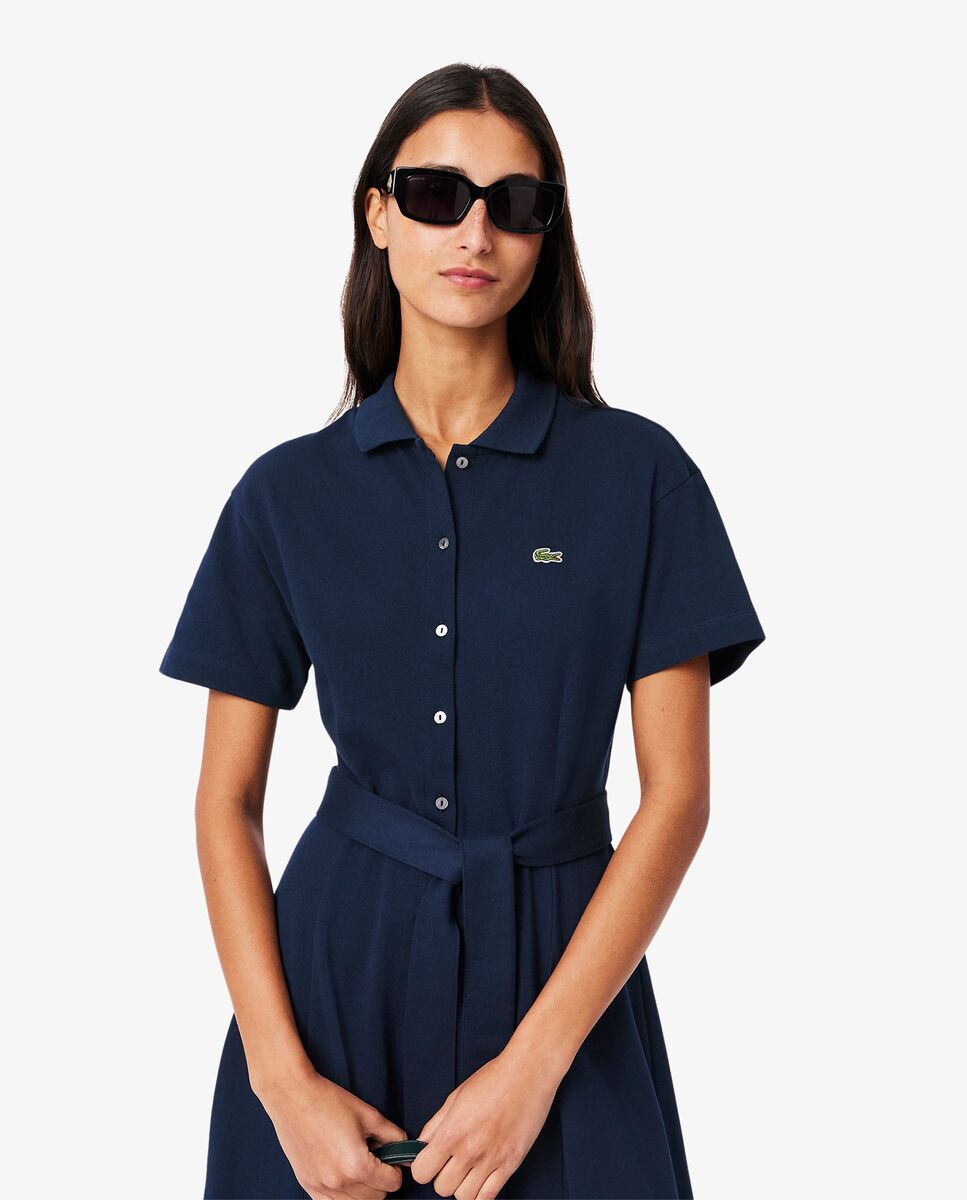 Vestido Polo de mujer con vuelo de minipiqué en amarillo de manga corta - Lacoste - Azul marino Azul marino-3