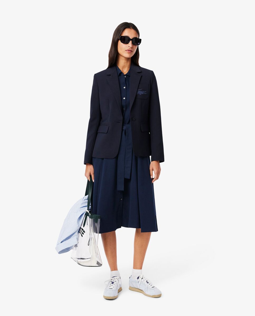 Vestido Polo de mujer con vuelo de minipiqué en amarillo de manga corta - Lacoste - Azul marino Azul marino-4