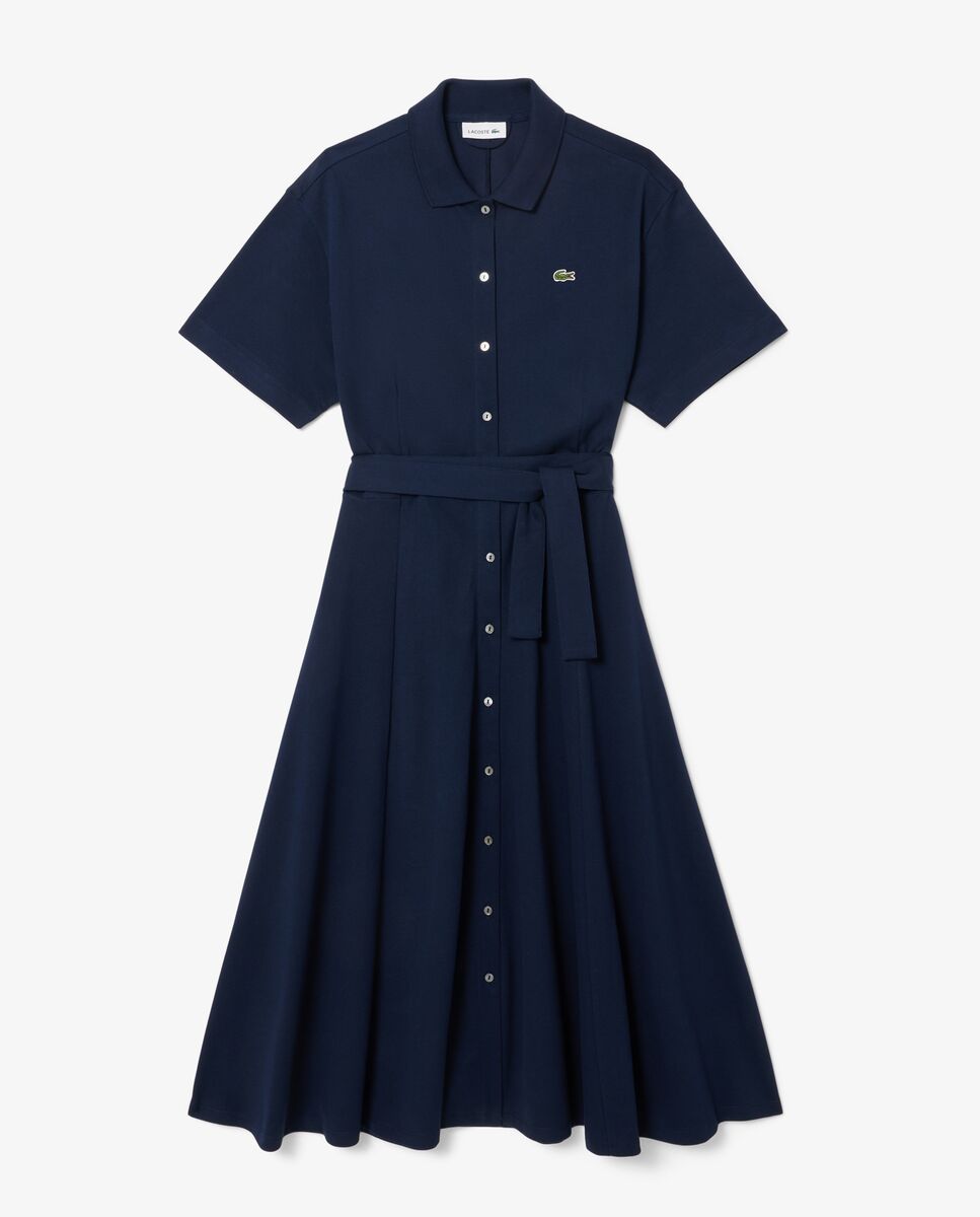 Vestido Polo de mujer con vuelo de minipiqué en amarillo de manga corta - Lacoste - Azul marino Azul marino-6