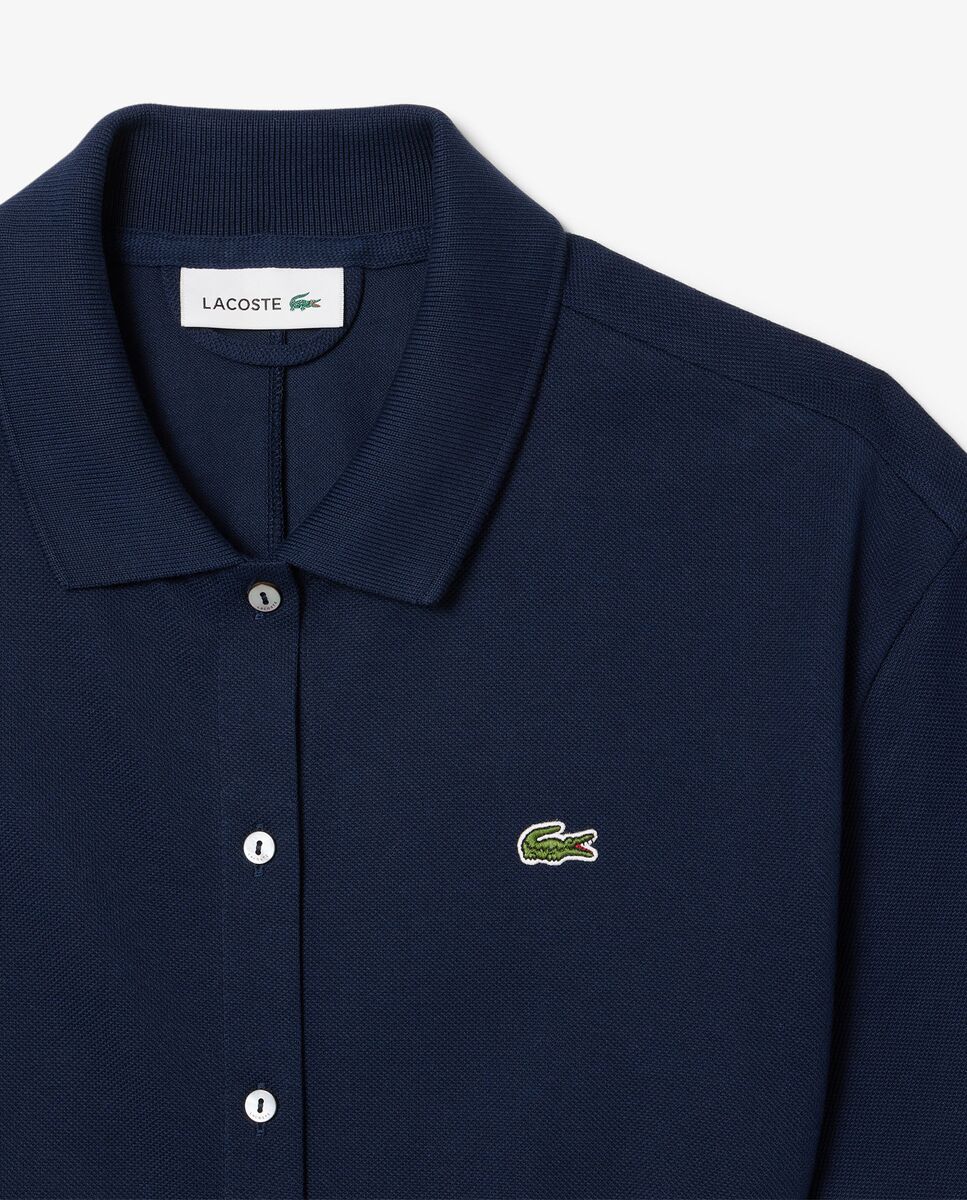 Vestido Polo de mujer con vuelo de minipiqué en amarillo de manga corta - Lacoste - Azul marino Azul marino-5