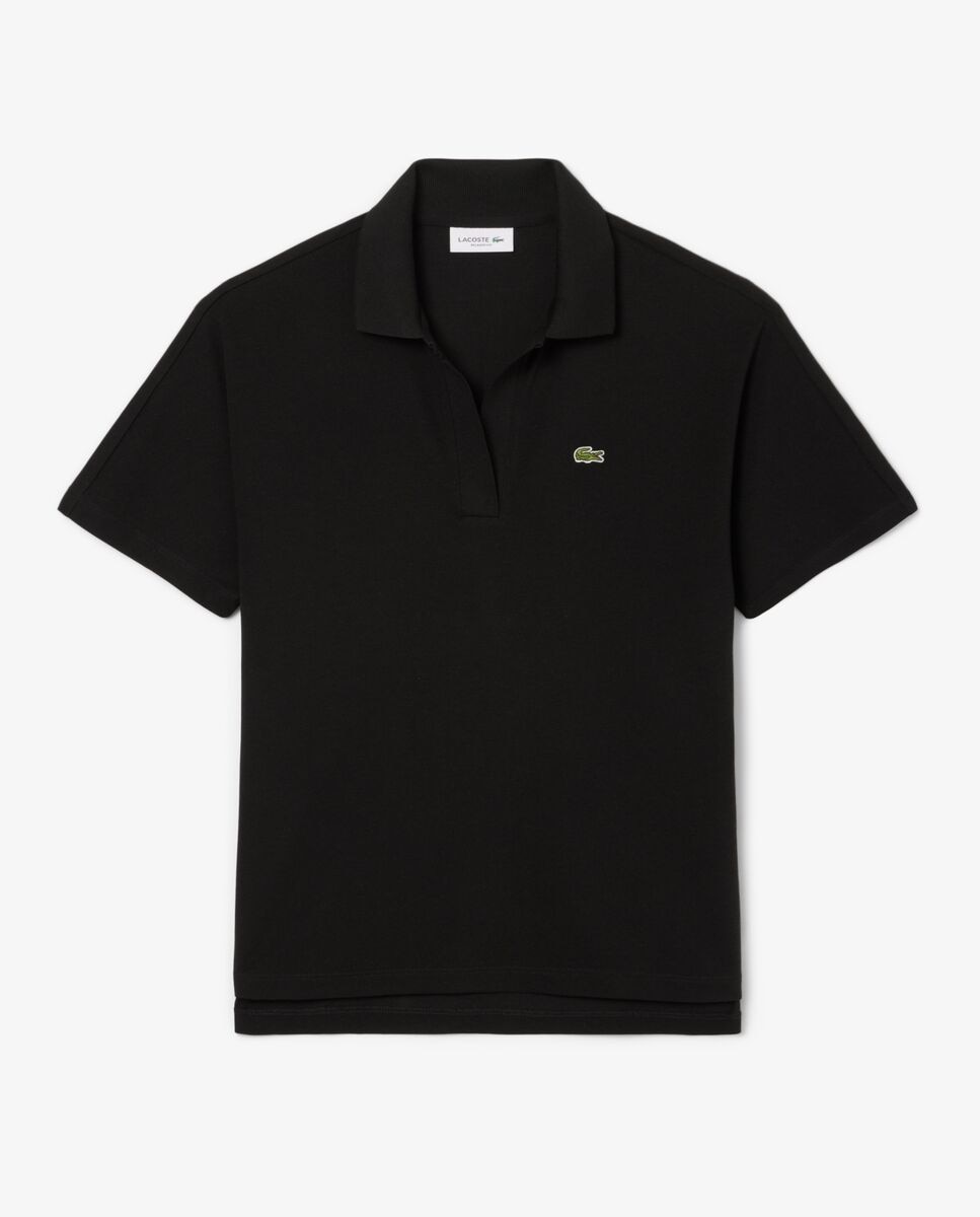Polo de mujer de corte holgado de piqué vaporoso en negro de manga corta - Lacoste - Negro Negro-5