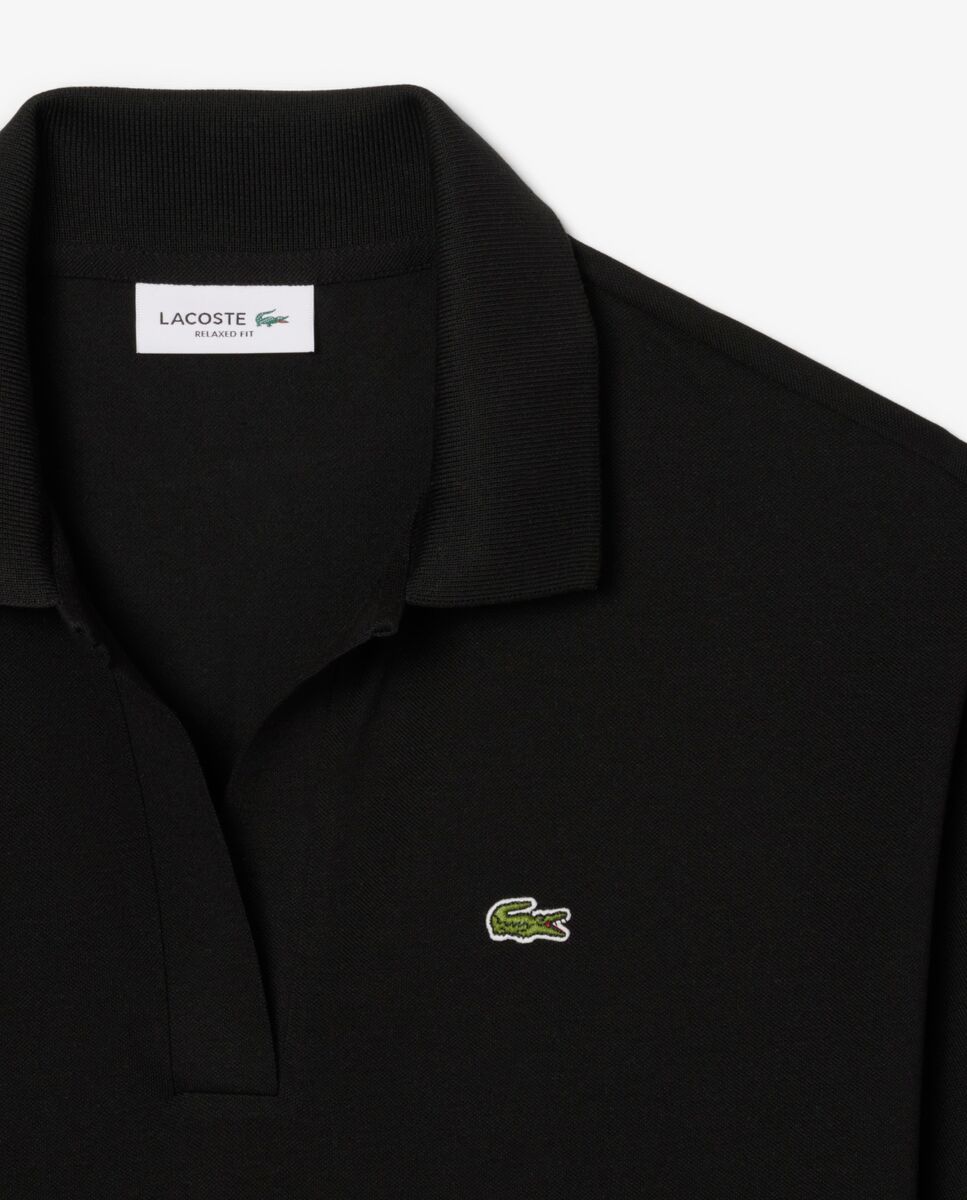 Polo de mujer de corte holgado de piqué vaporoso en negro de manga corta - Lacoste - Negro Negro-6