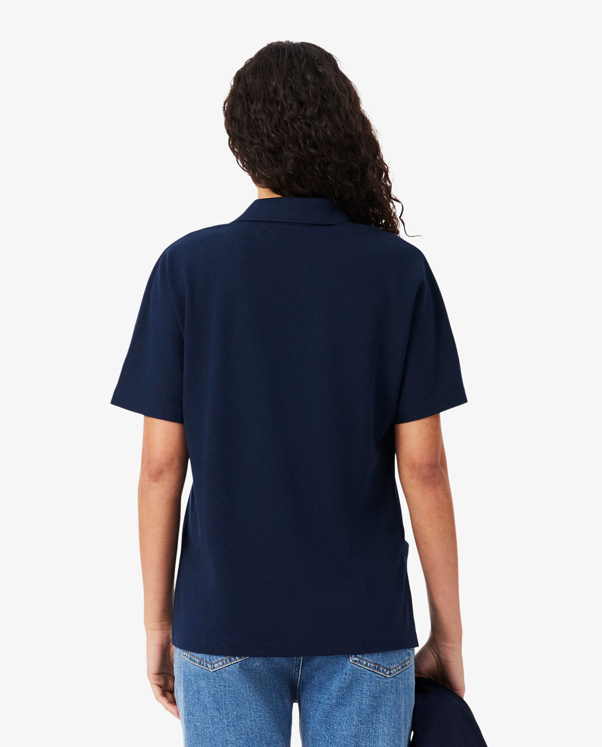 Polo de mujer de corte holgado de piqué vaporoso en negro de manga corta - Lacoste - Azul marino Azul marino-2