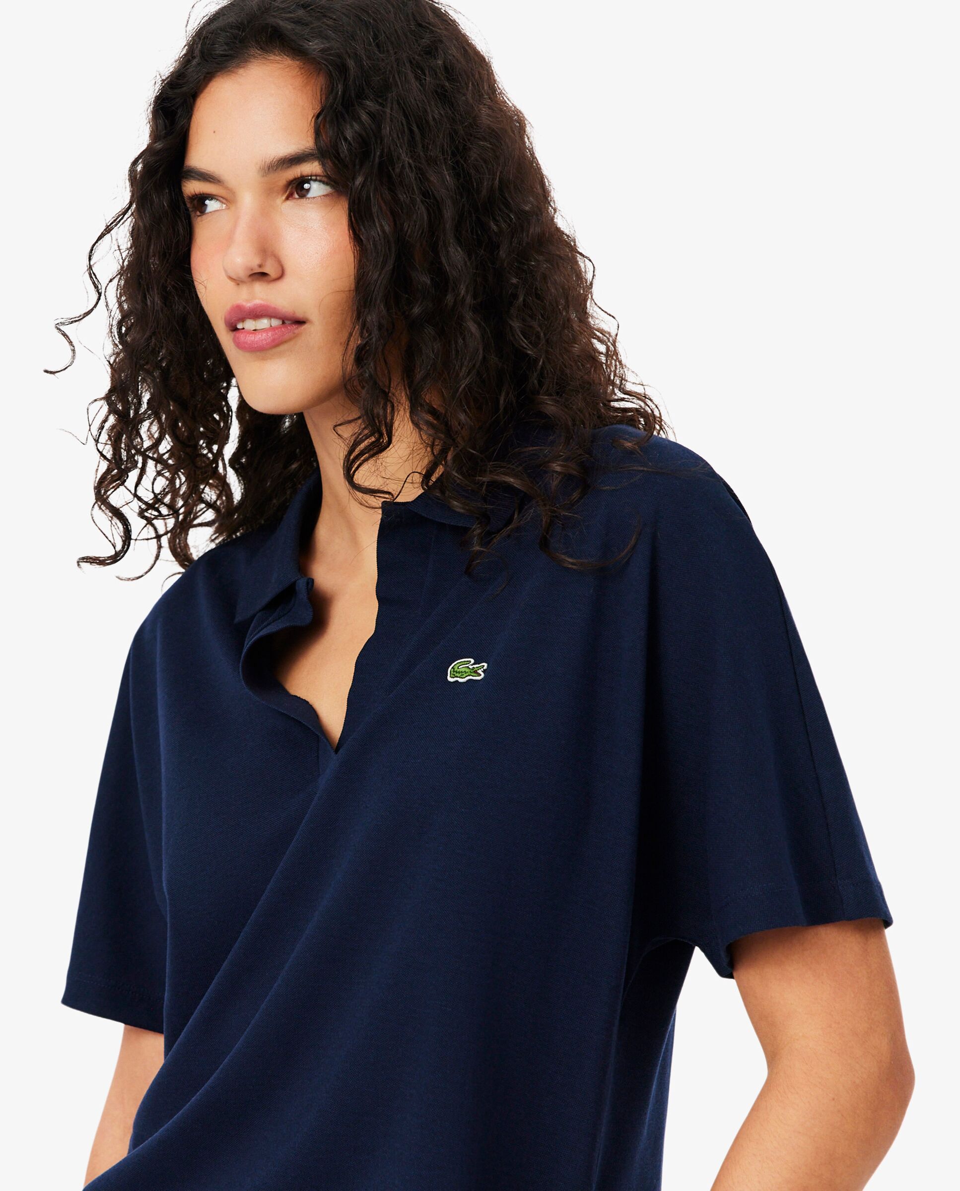 Polo de mujer de corte holgado de piqué vaporoso en negro de manga corta - Lacoste - Azul marino Azul marino-3