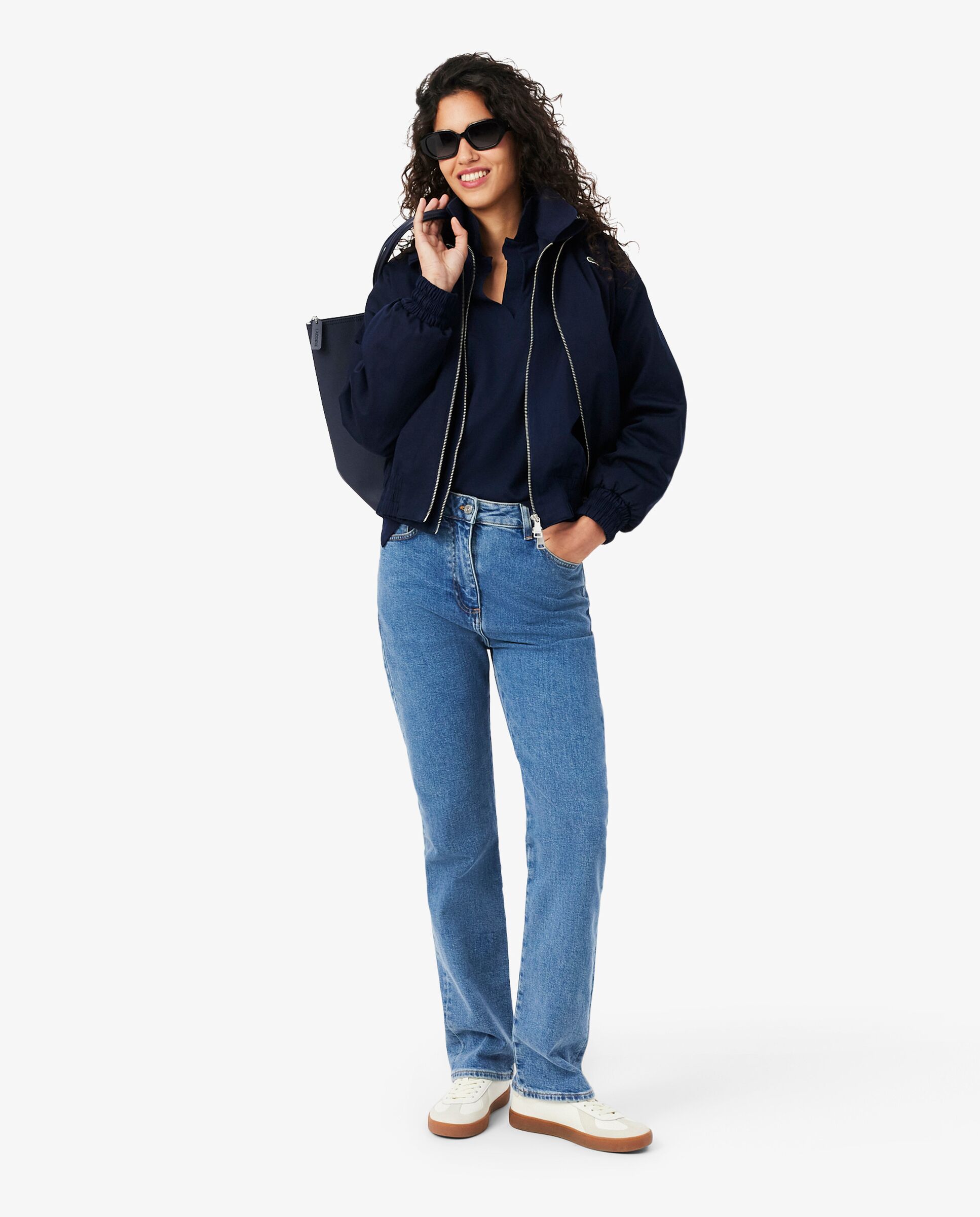 Polo de mujer de corte holgado de piqué vaporoso en negro de manga corta - Lacoste - Azul marino Azul marino-4