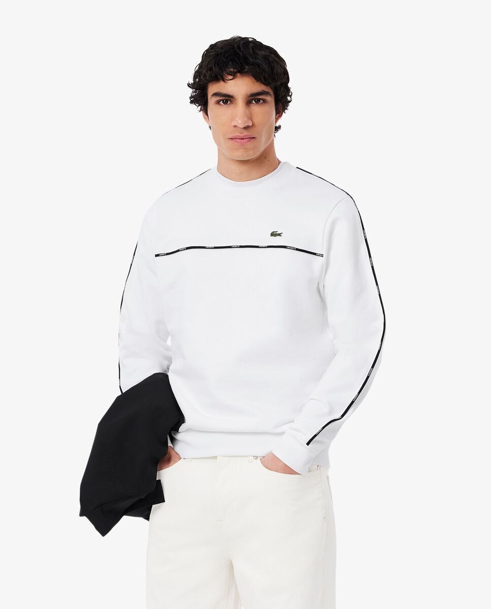 Lacoste - Sudadera de hombre de felpa con ribete de logotipo.
