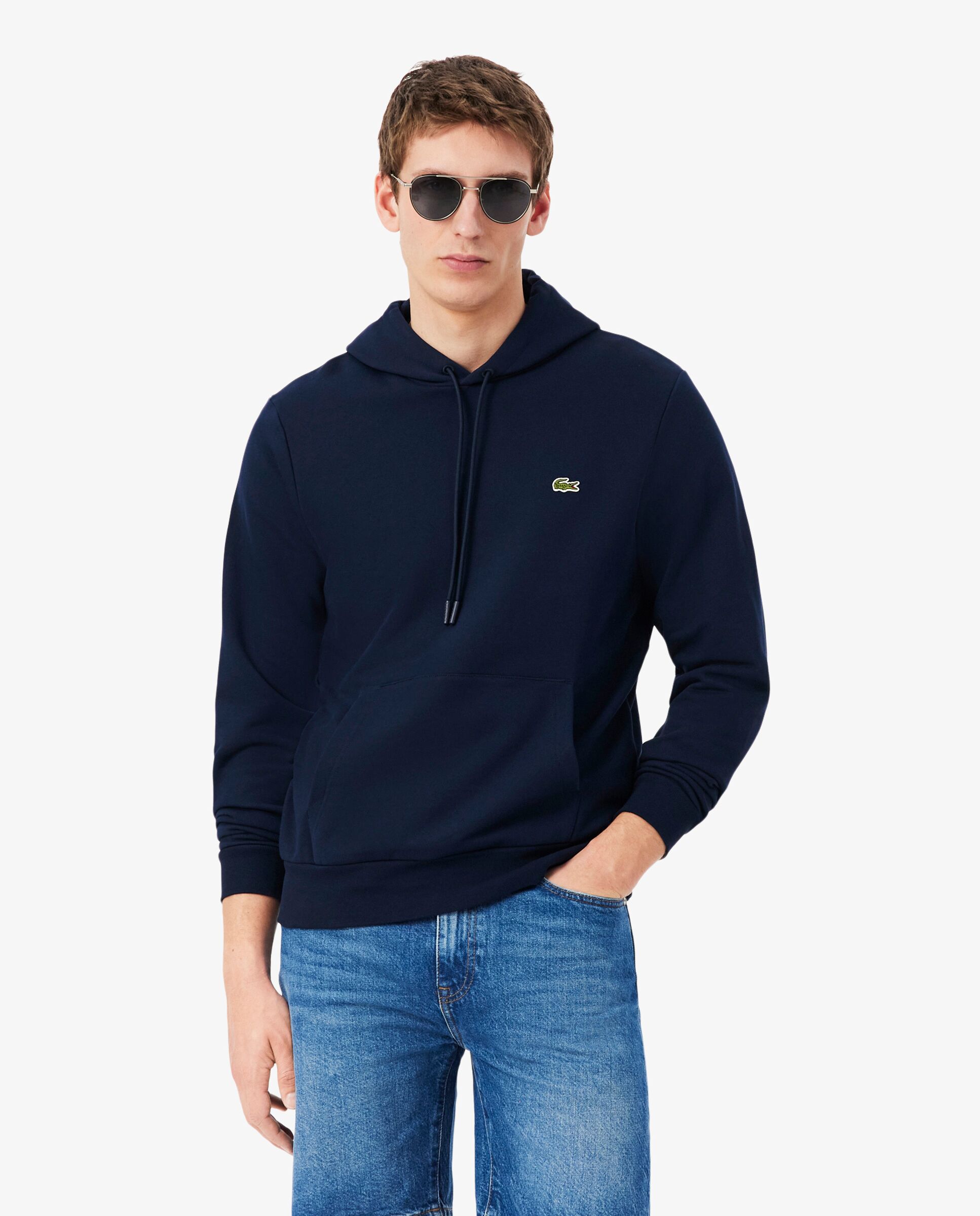 Lacoste - Sudadera de hombre con capucha de felpa de algodón.