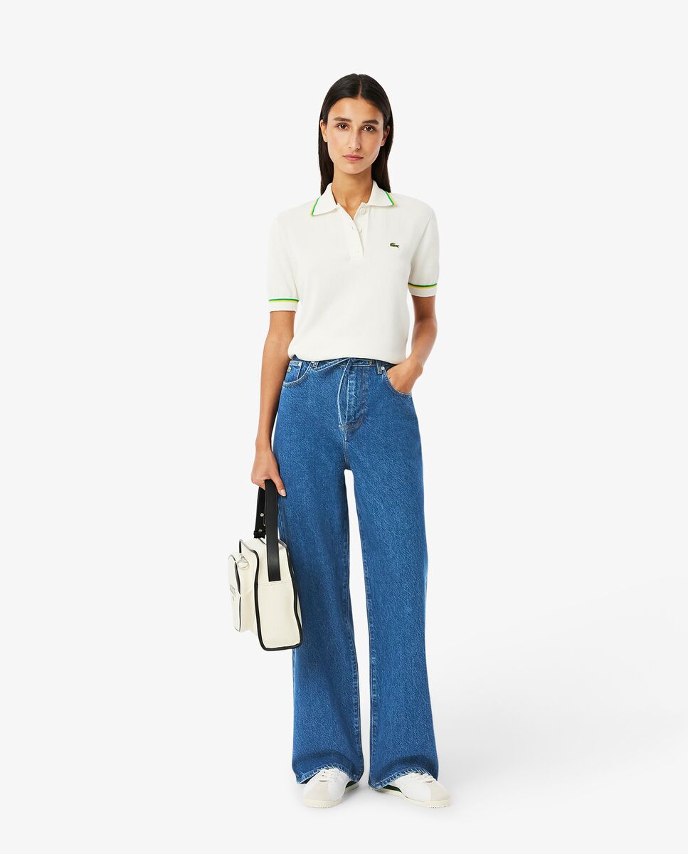 Lacoste - Denim de corte ancho en azul.