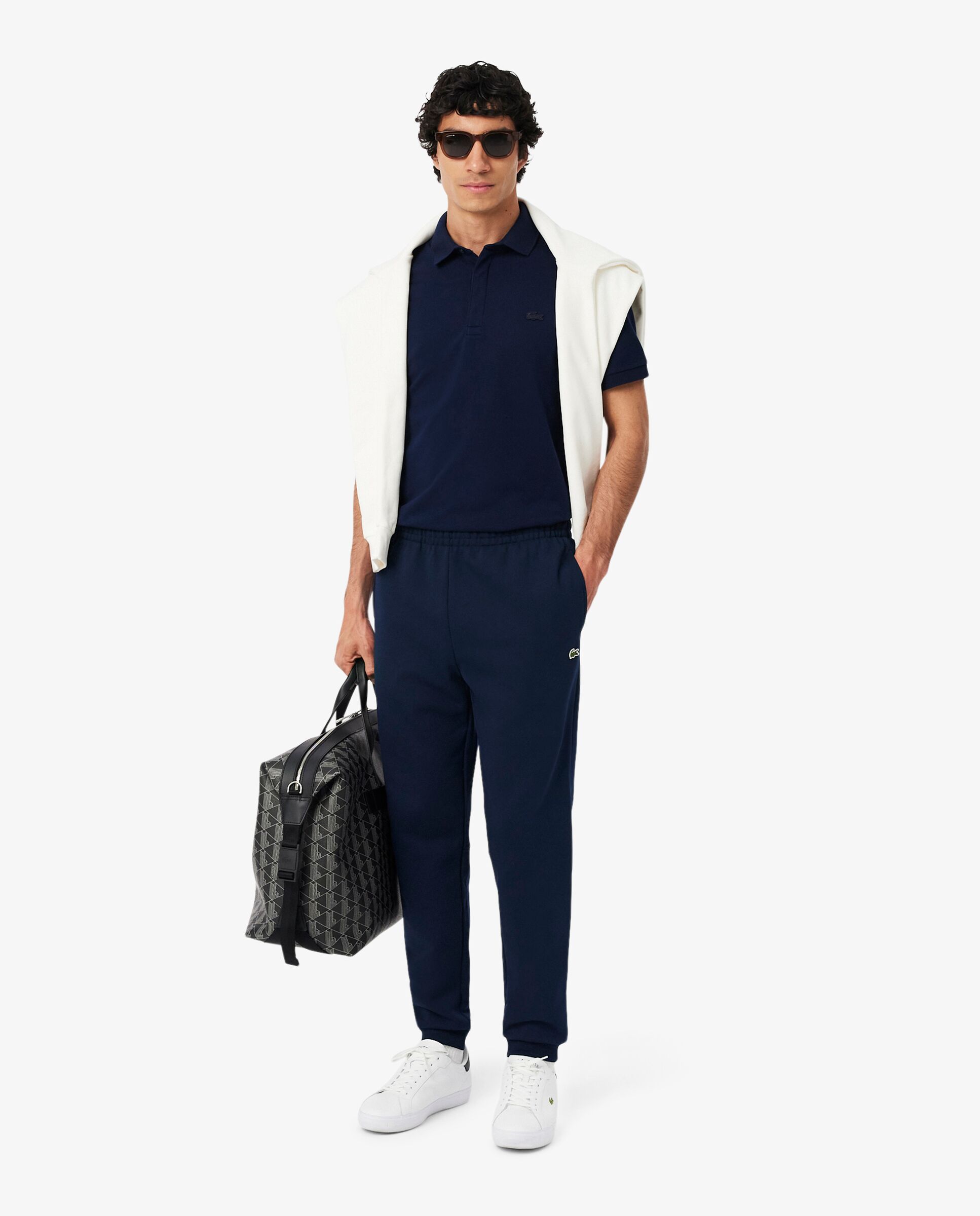 Pantalón de hombre de chándal con ribete de logotipo - Lacoste - Azul marino Azul marino-4