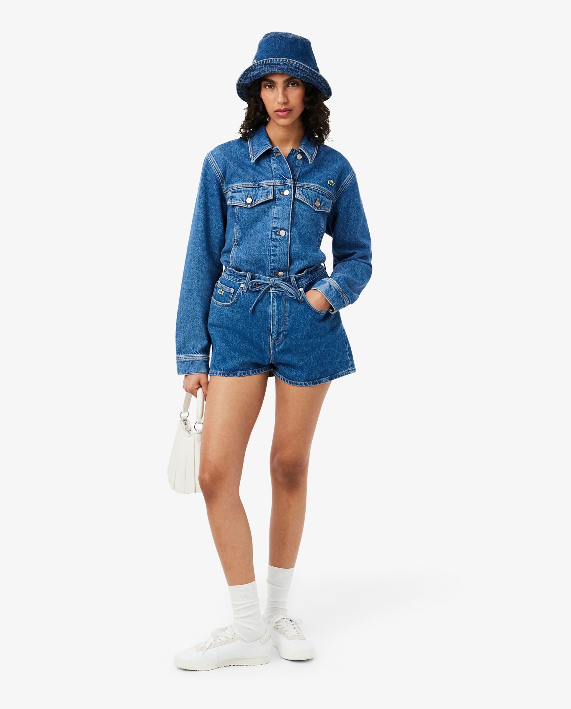 Imagen 2 de Gorro de mujer de pescador de sarga de algodón en azul - Lacoste - Azul claro Azul claro