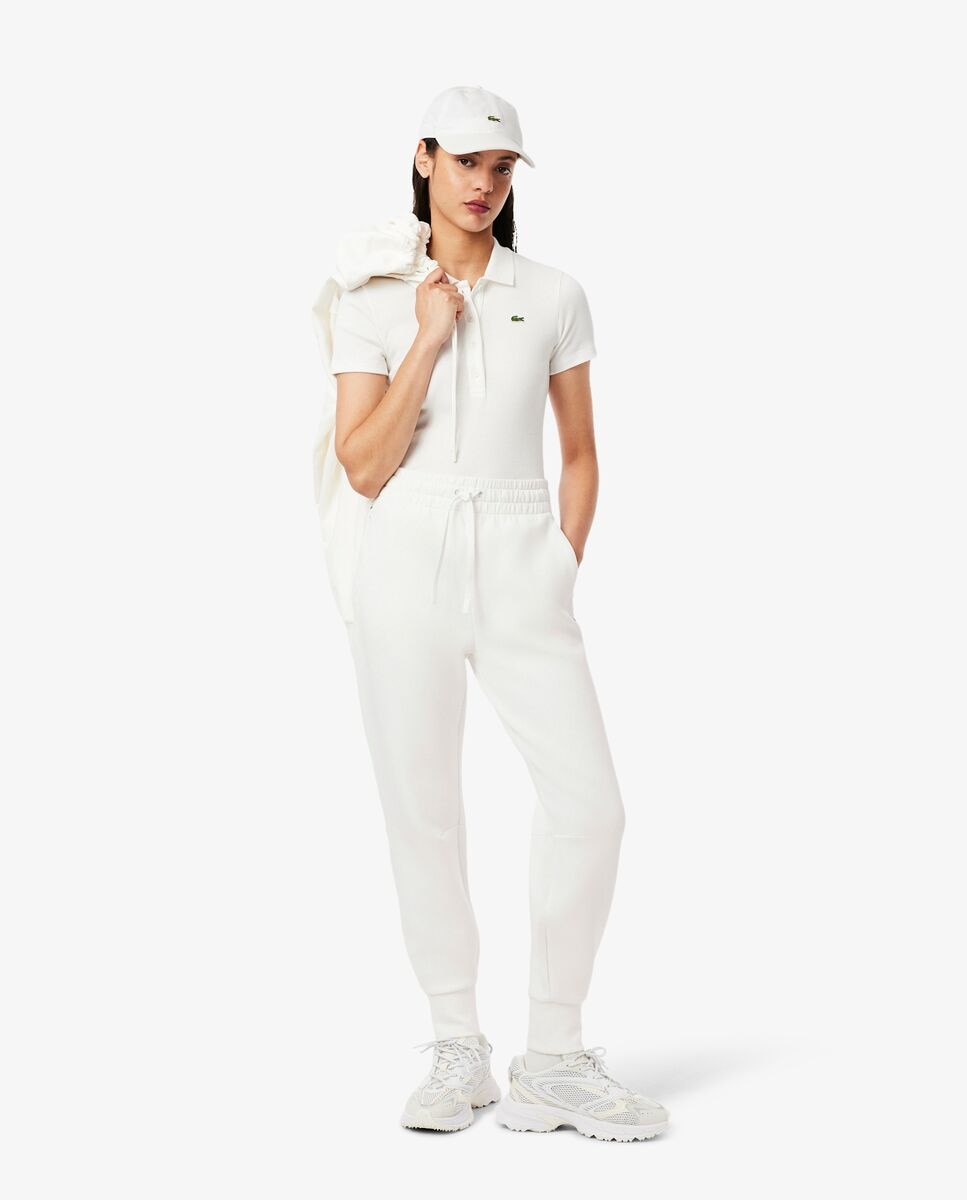Jogger de mujer ajustado de felpa de algodón - Lacoste - Blanco Blanco-4