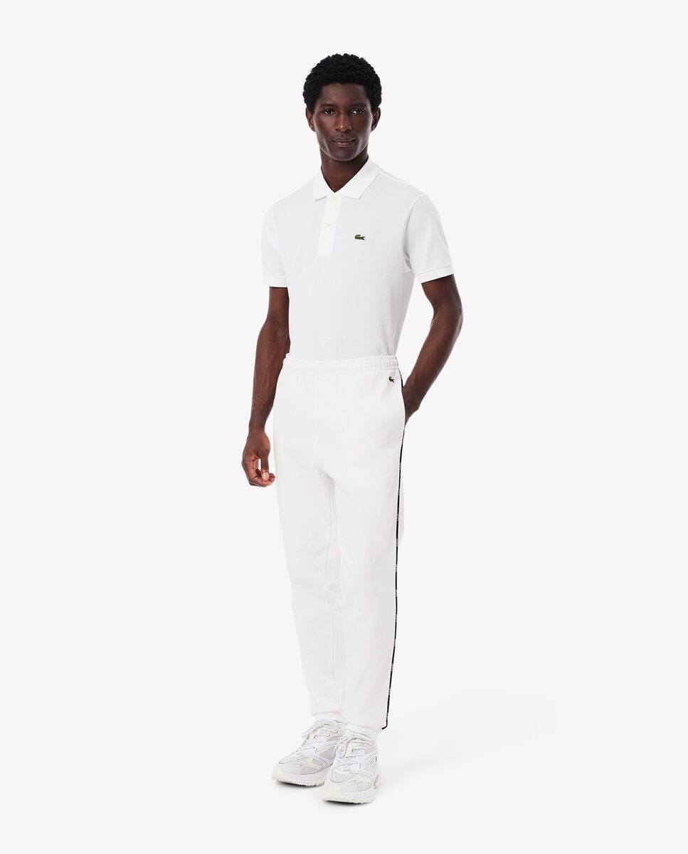 Pantalón de hombre de chándal con ribete de logotipo - Lacoste - Blanco Blanco-1