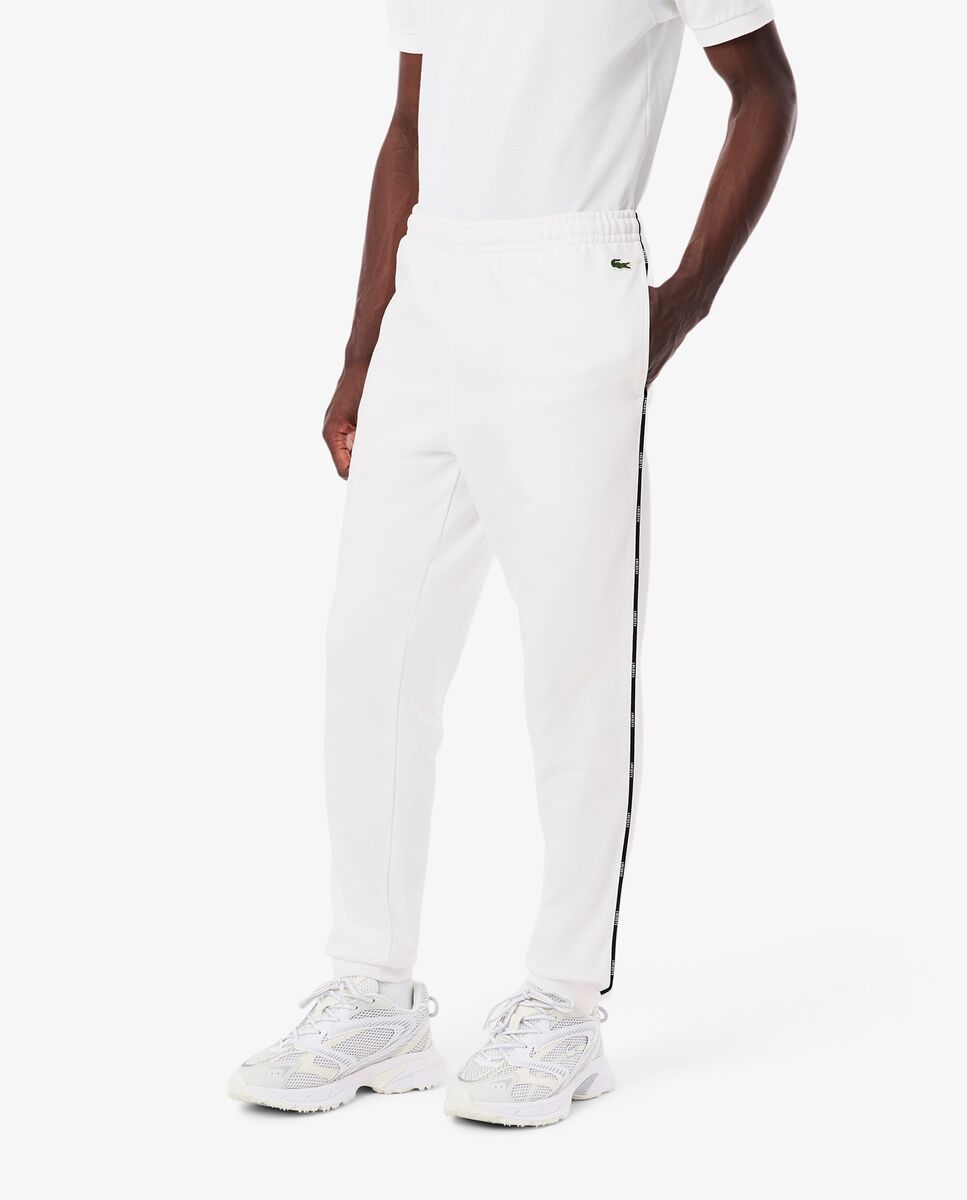 Pantalón de hombre de chándal con ribete de logotipo - Lacoste - Blanco Blanco-3