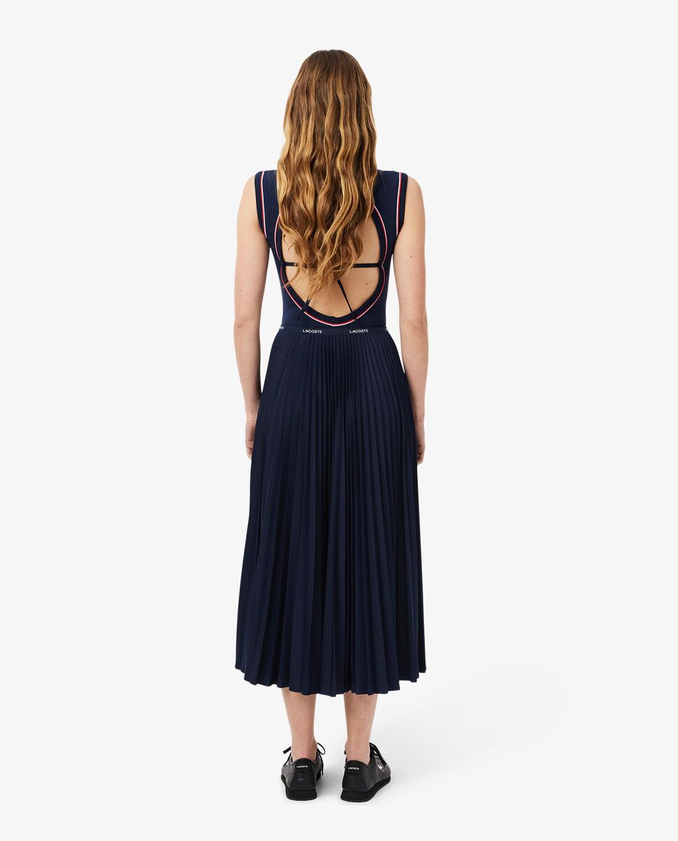 Falda larga plisada con cintura elástica - Lacoste - Azul marino Azul marino-2