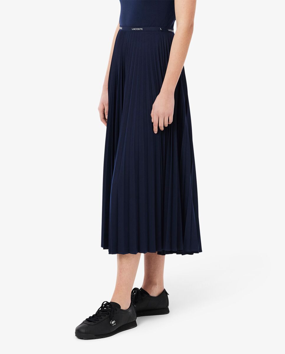 Falda larga plisada con cintura elástica - Lacoste - Azul marino Azul marino-3