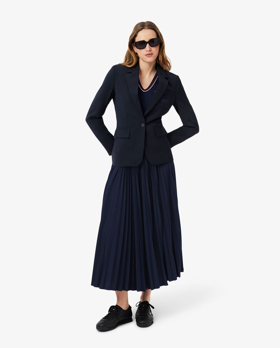 Falda larga plisada con cintura elástica - Lacoste - Azul marino Azul marino-4
