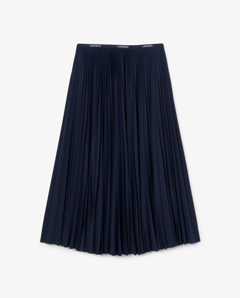 Falda larga plisada con cintura elástica - Lacoste - Azul marino Azul marino-6