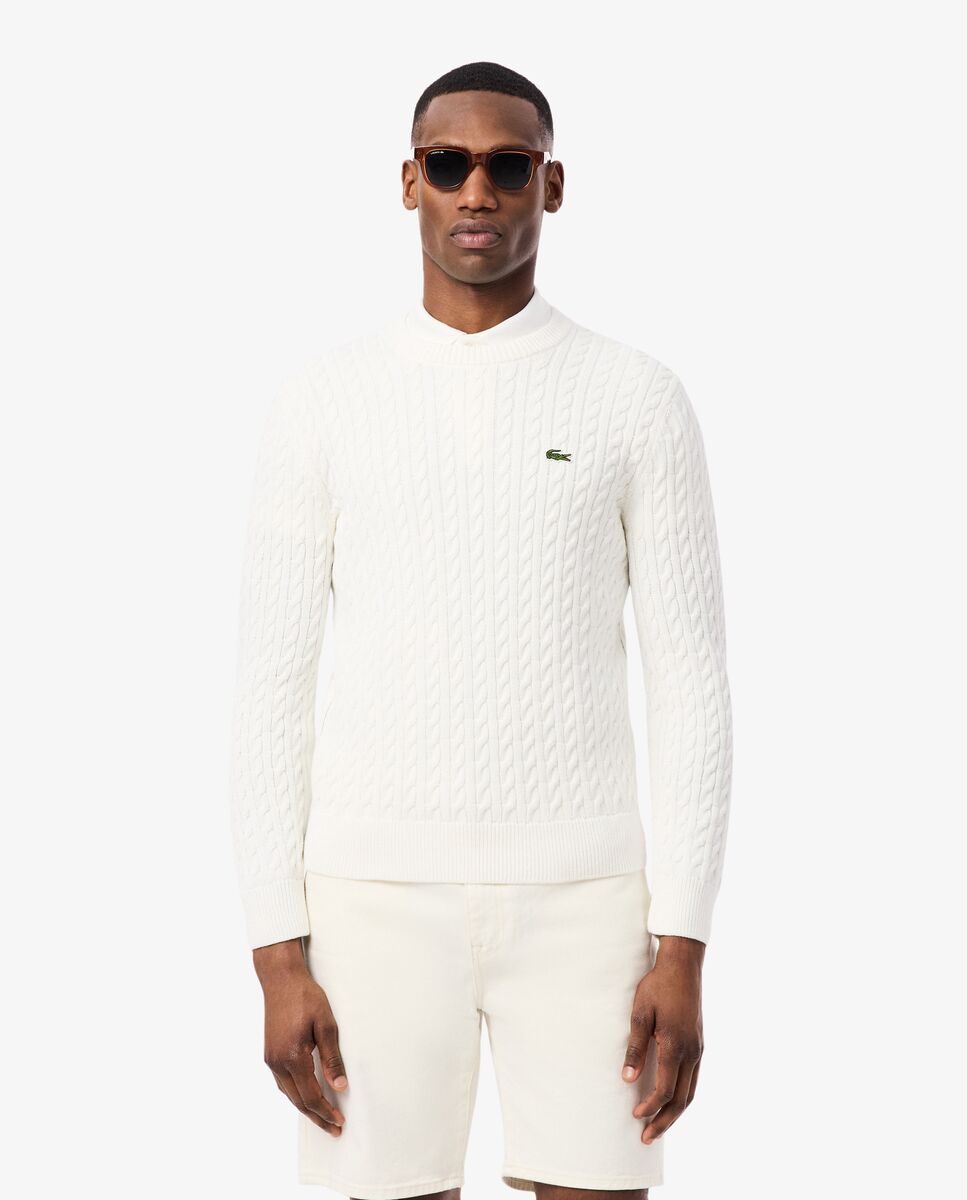 Jersey de hombre de algodón de punto de ochos - Lacoste - Blanco Blanco-1