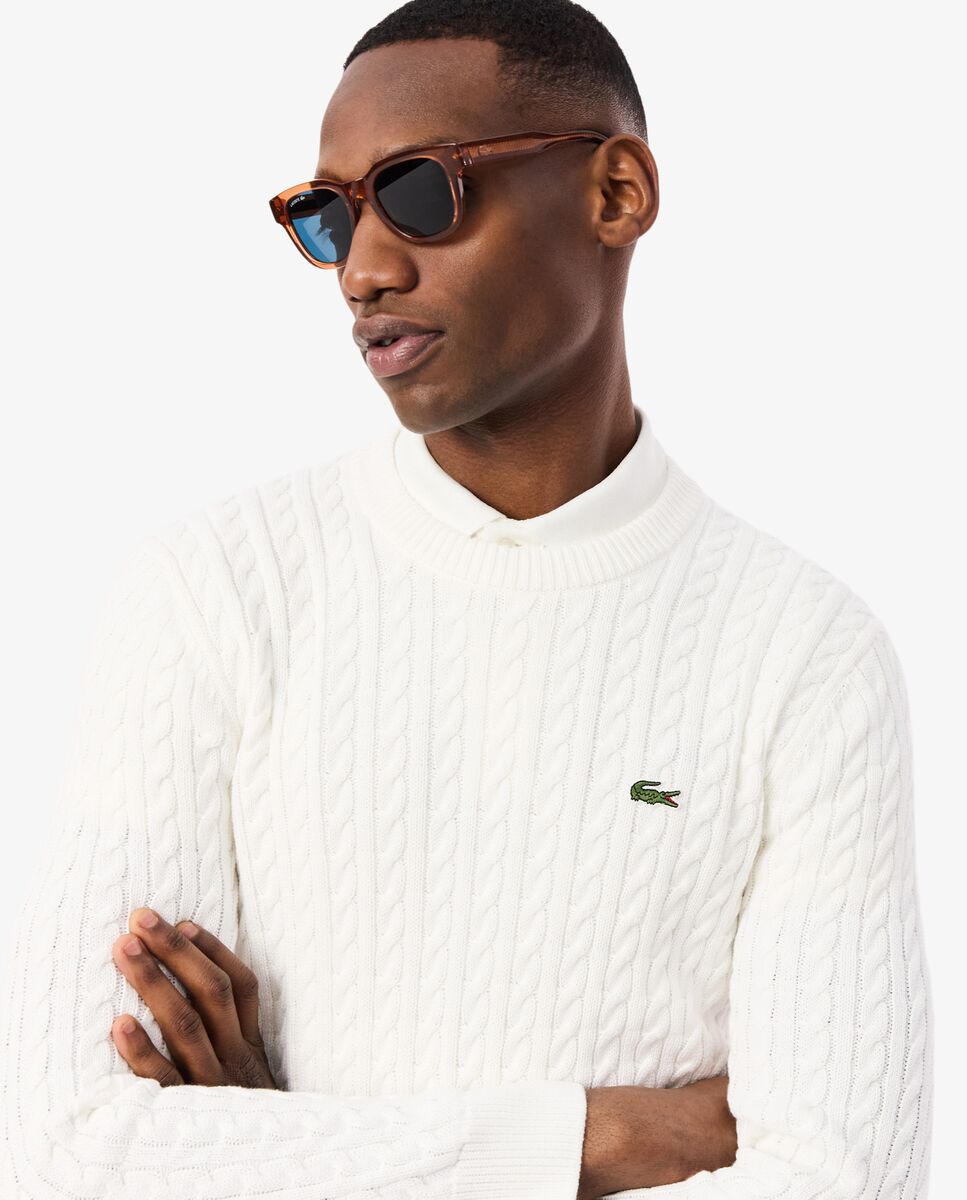 Jersey de hombre de algodón de punto de ochos - Lacoste - Blanco Blanco-3