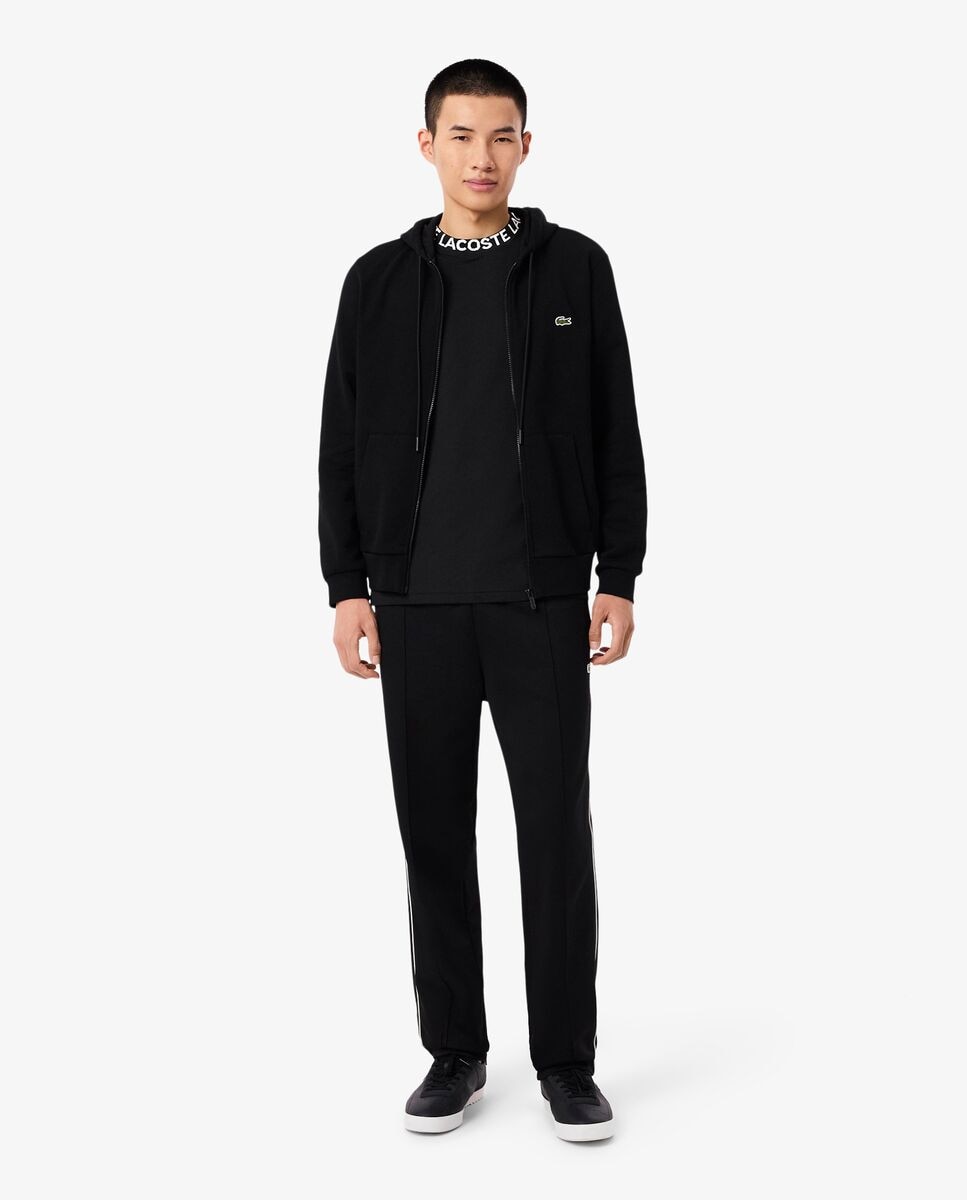 Camiseta de hombre de piqué con detalles de marca de jacquard en negro de manga corta - Negro Negro-4