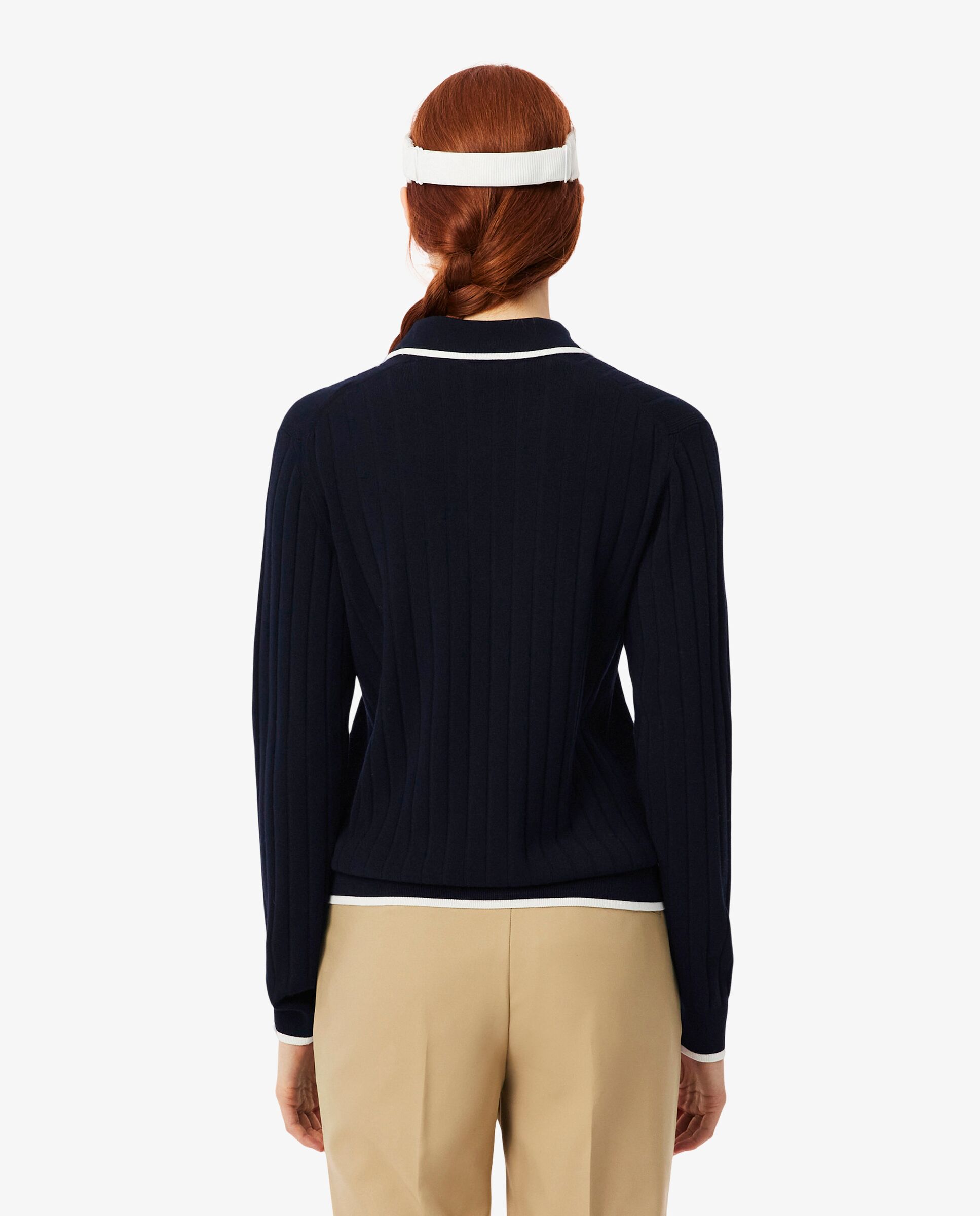 Jersey de golf elástico de mujer con cuello polo Lacoste - Blanco Blanco-2
