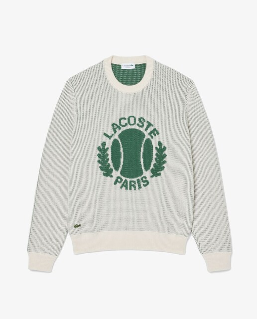 Imagen 0 de Jersey de hombre de algodón con motivo jacquard clásico en blanco