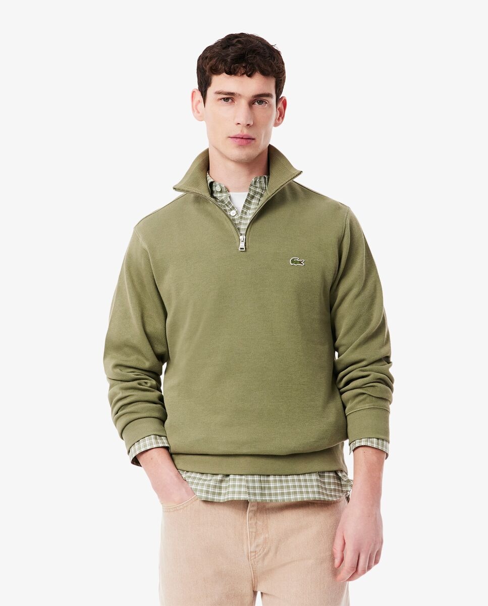 Sudadera de hombre en algodón con cuello alto de cremallera