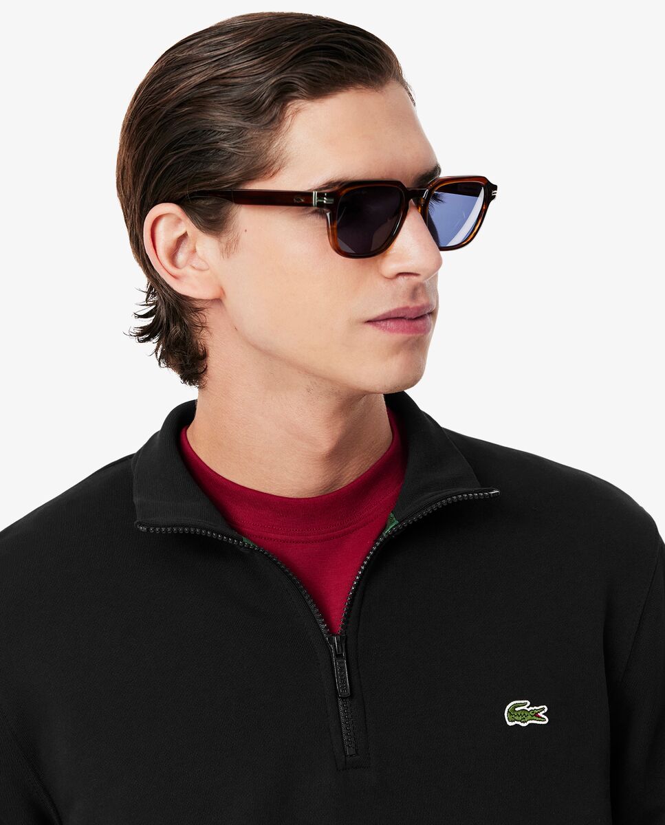 Sudadera sin capucha de hombre de felpa de cuello alto con cremallera en marrón - Lacoste - Negro Negro-3