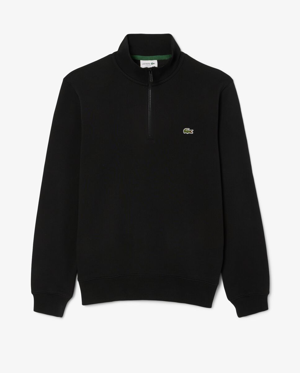 Sudadera sin capucha de hombre de felpa de cuello alto con cremallera en marrón - Lacoste - Negro Negro-6