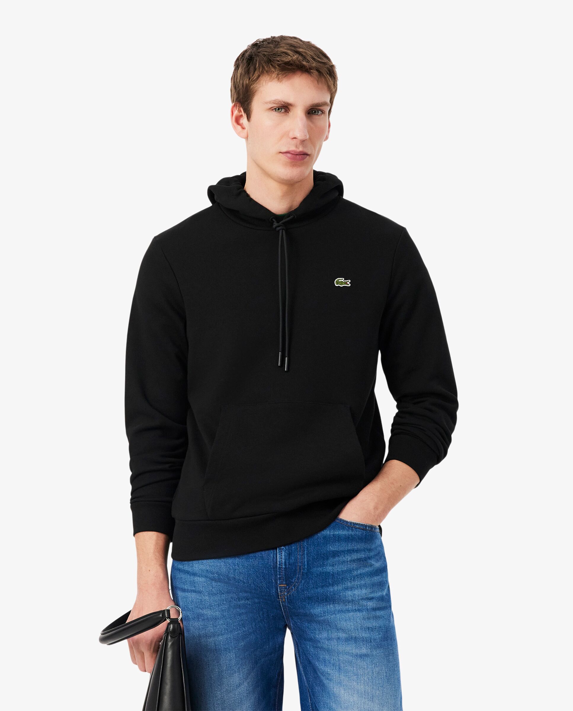 Imagen 0 de Sudadera de hombre con capucha de felpa de algodón Negro