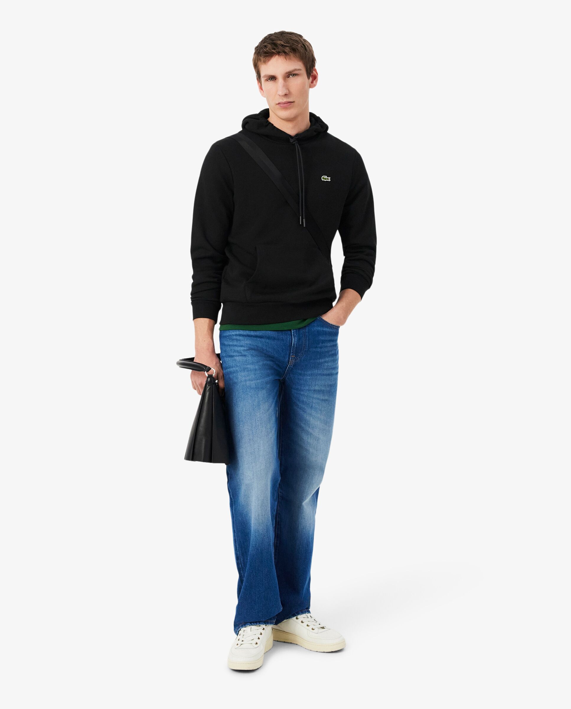 Sudadera de hombre con capucha de felpa de algodón - Lacoste - Negro Negro-4