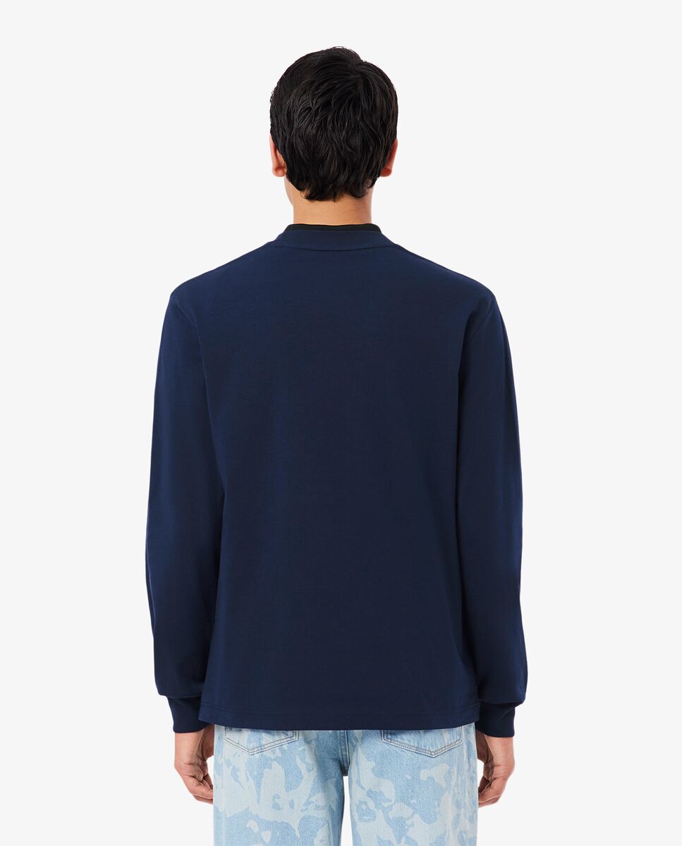 Camiseta de hombre de manga larga de algodón - Lacoste - Azul oscuro Azul oscuro-2