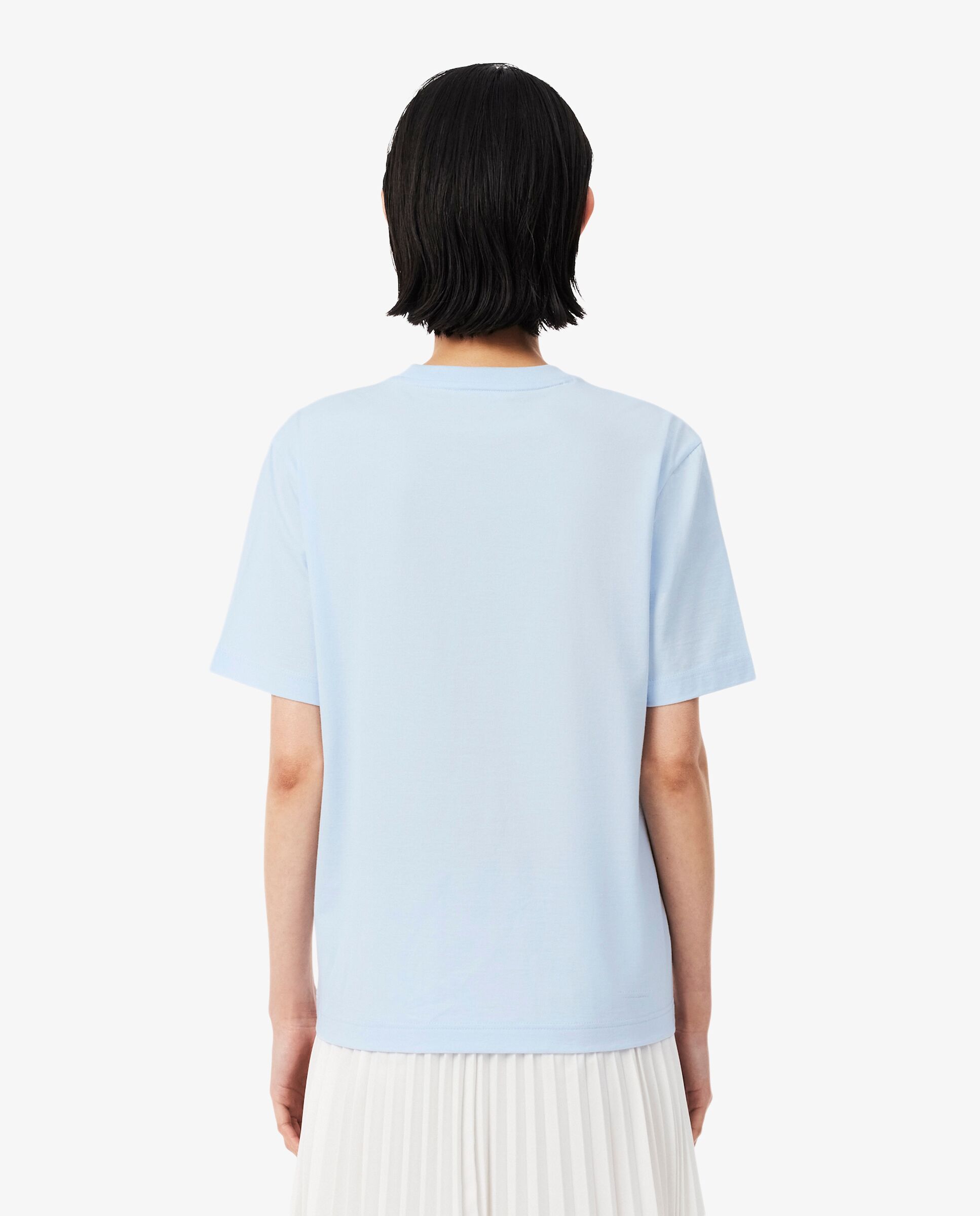 Camiseta de mujer de corte holgado de algodón suave de manga corta - Lacoste - Azul claro Azul claro-2