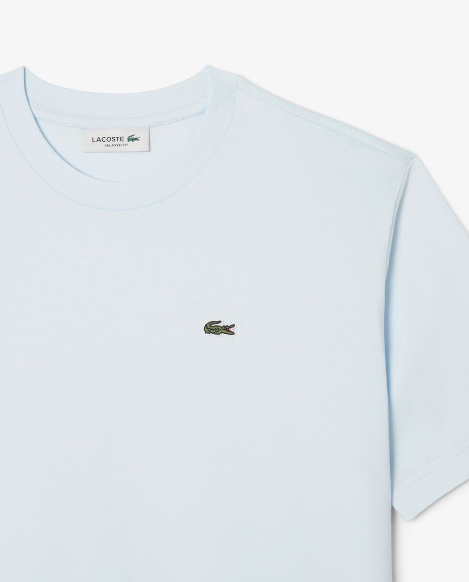 Camiseta de mujer de corte holgado de algodón suave de manga corta - Lacoste - Azul claro Azul claro-5